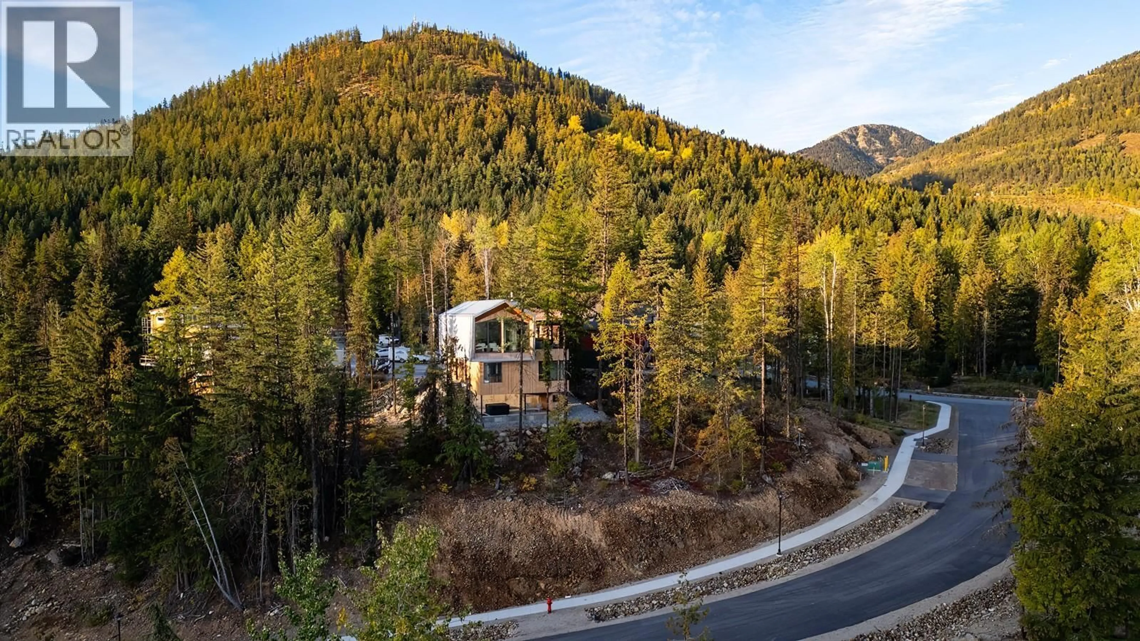 A pic from outside/outdoor area/front of a property/back of a property/a pic from drone, forest/trees view for 322 LARCH TERRACE, Rossland British Columbia V0G1Y0