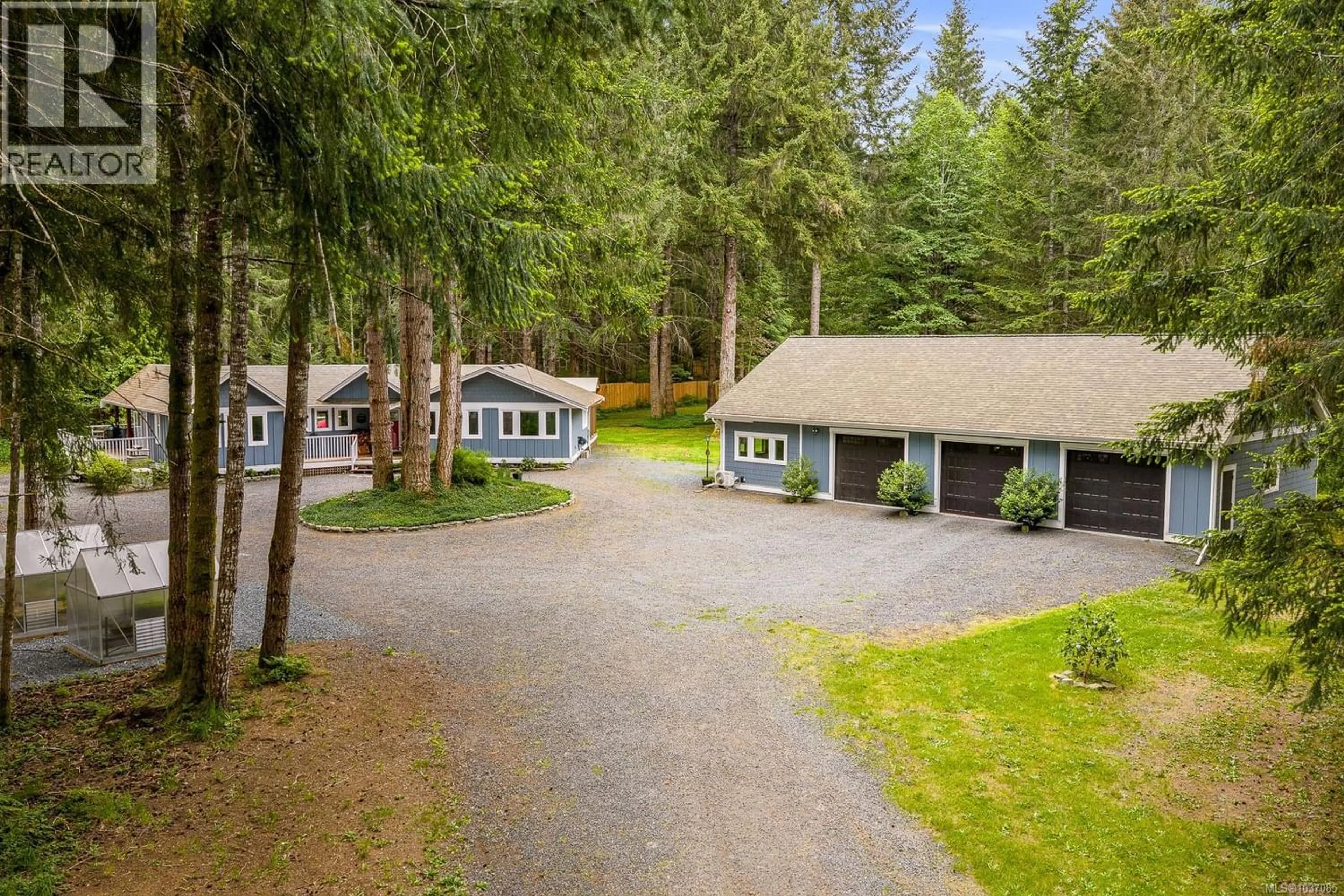 A pic from outside/outdoor area/front of a property/back of a property/a pic from drone, forest/trees view for 325 BATES DRIVE, Fanny Bay British Columbia V0R1W0