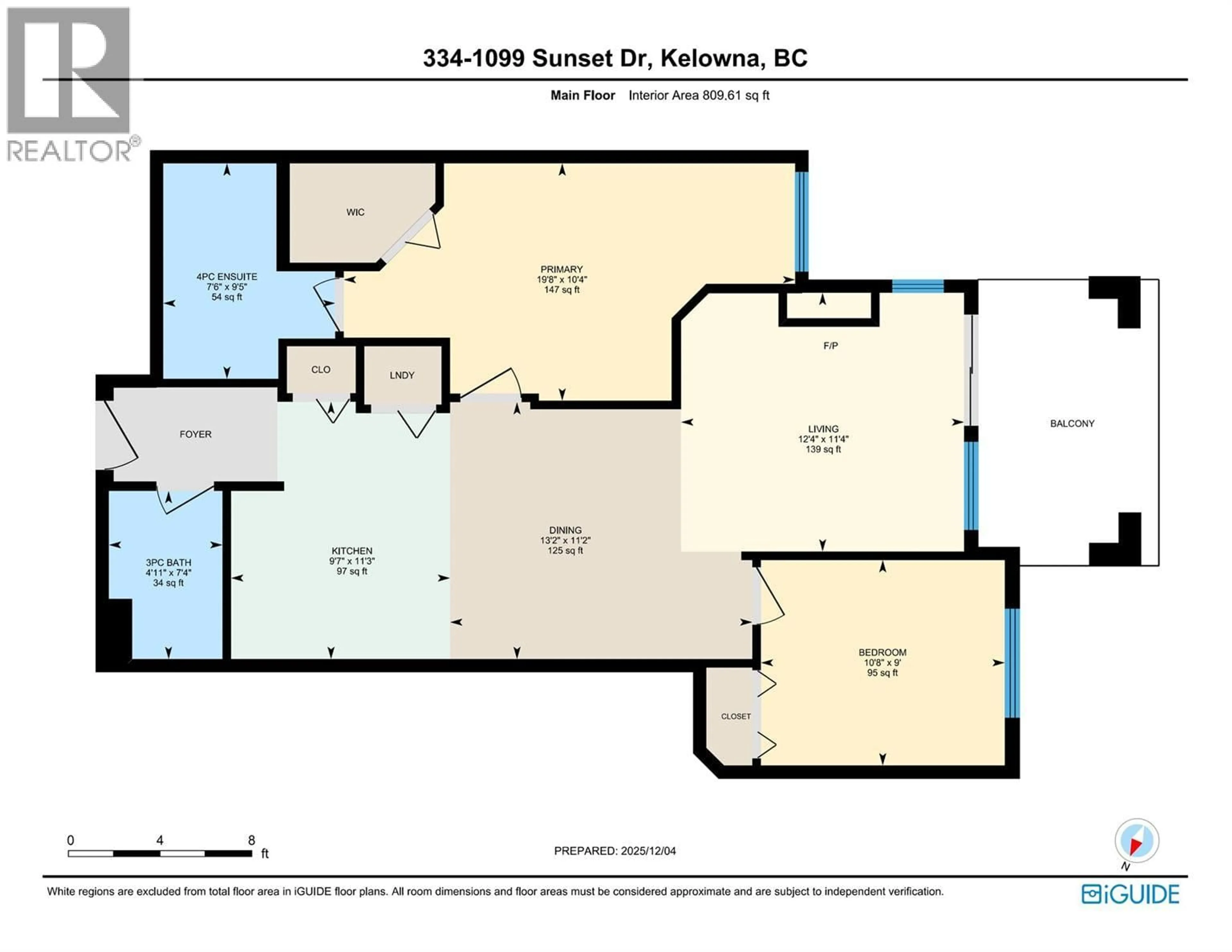 Floor plan for 334 - 1099 SUNSET DRIVE, Kelowna British Columbia V1Y9Z2