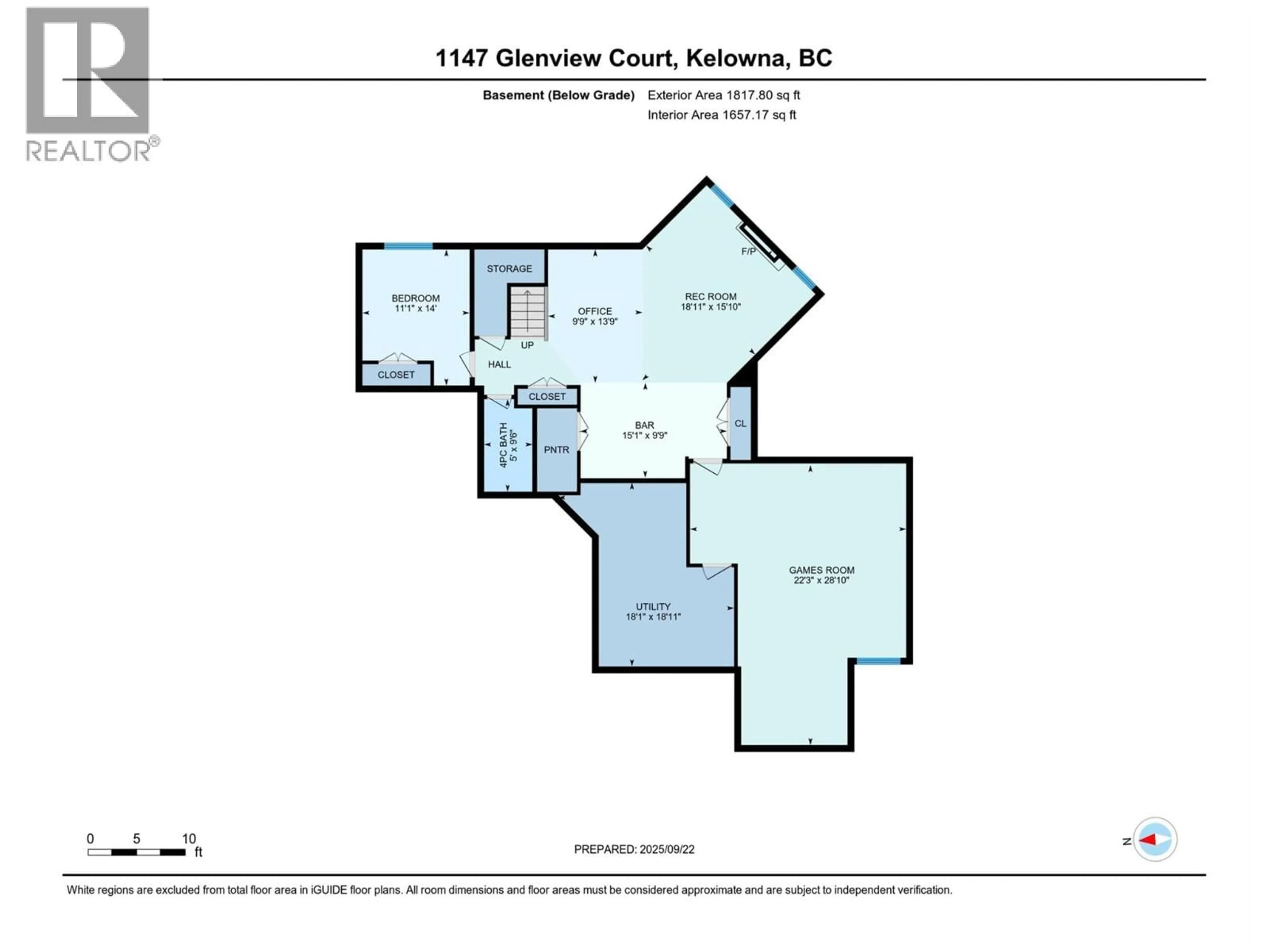 Floor plan for 1147 GLENVIEW COURT, Kelowna British Columbia V1Y0A7
