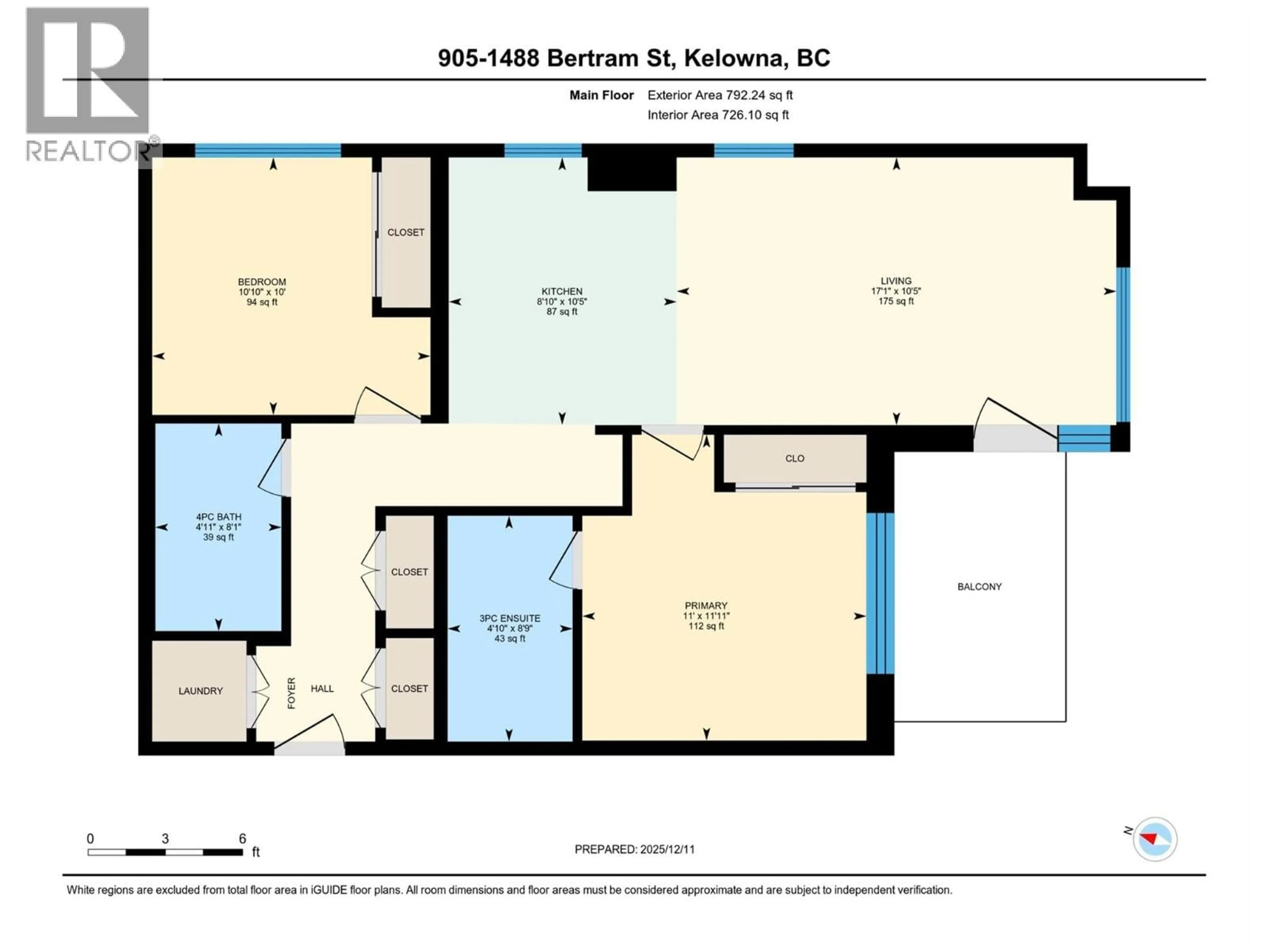 Floor plan for 905 - 1488 BERTRAM STREET, Kelowna British Columbia V1Y0M6