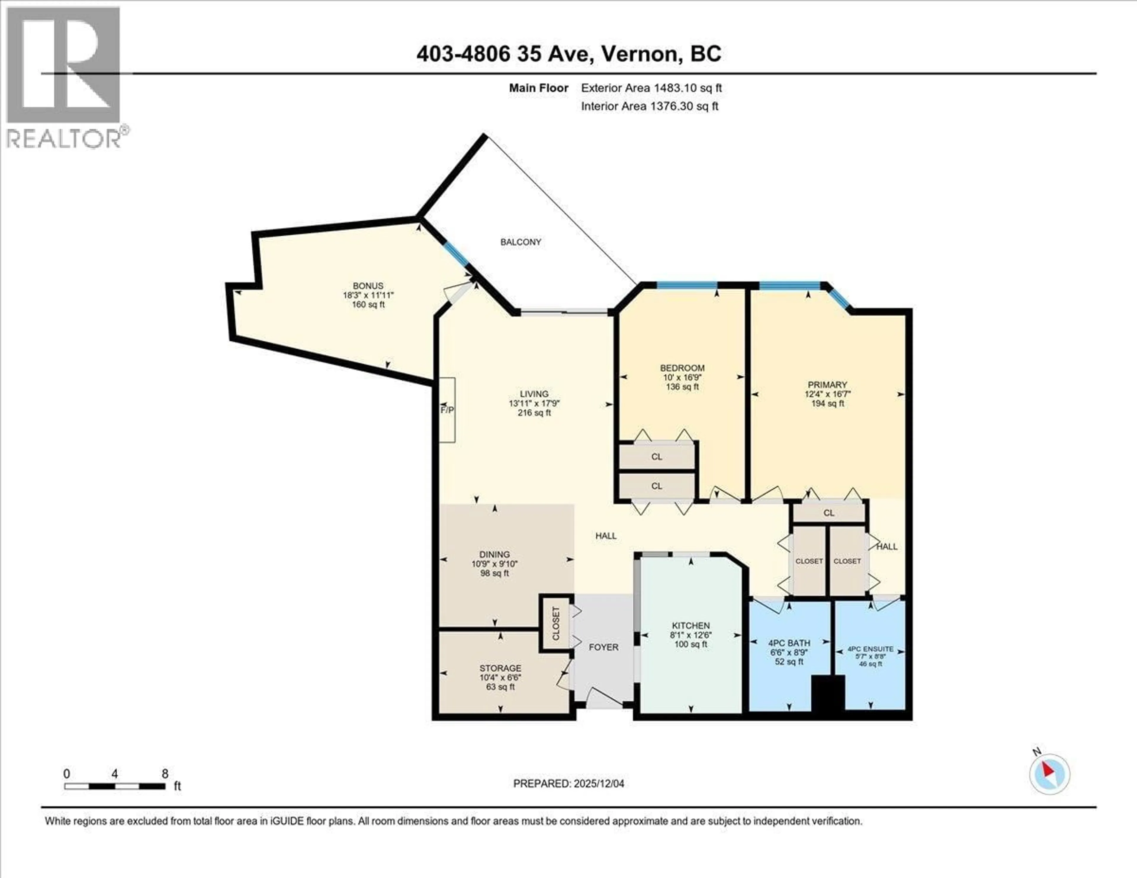 Floor plan for 403 - 3806 35 AVENUE, Vernon British Columbia V1T9N6