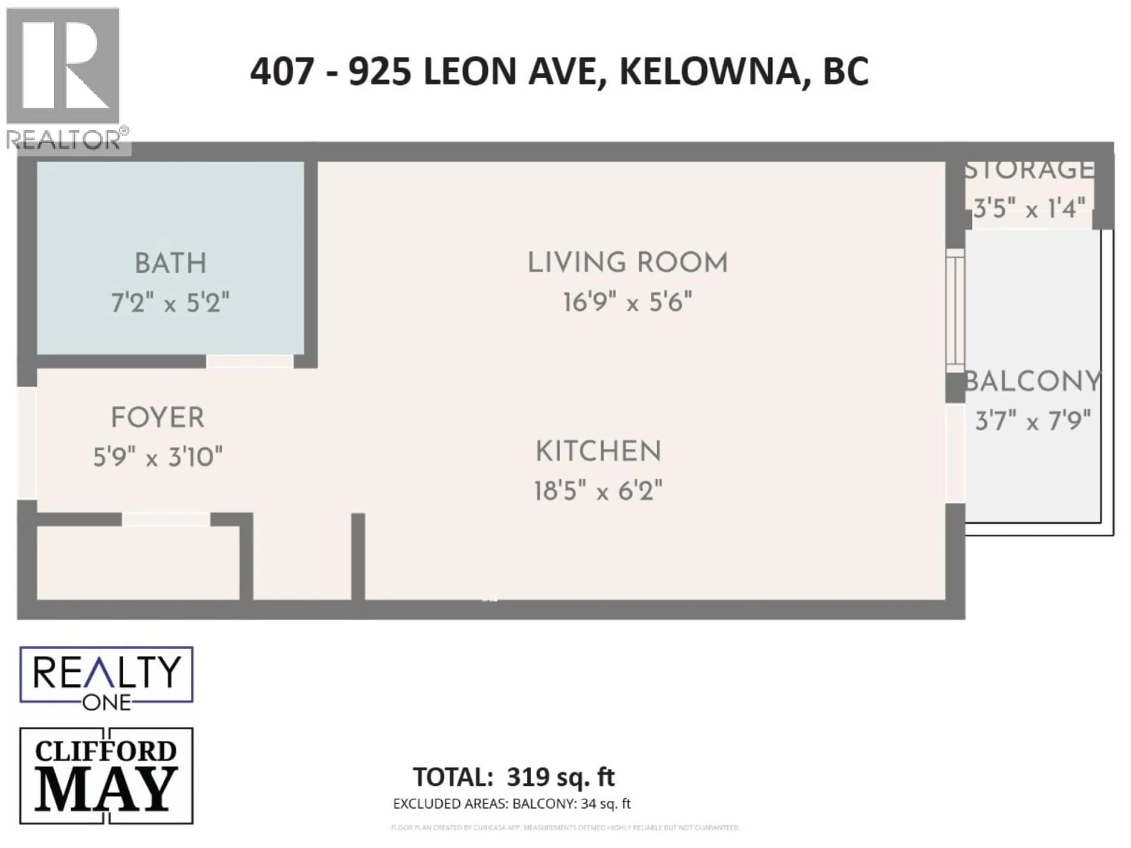 Floor plan for 407 - 925 LEON AVENUE, Kelowna British Columbia V1Y0E5