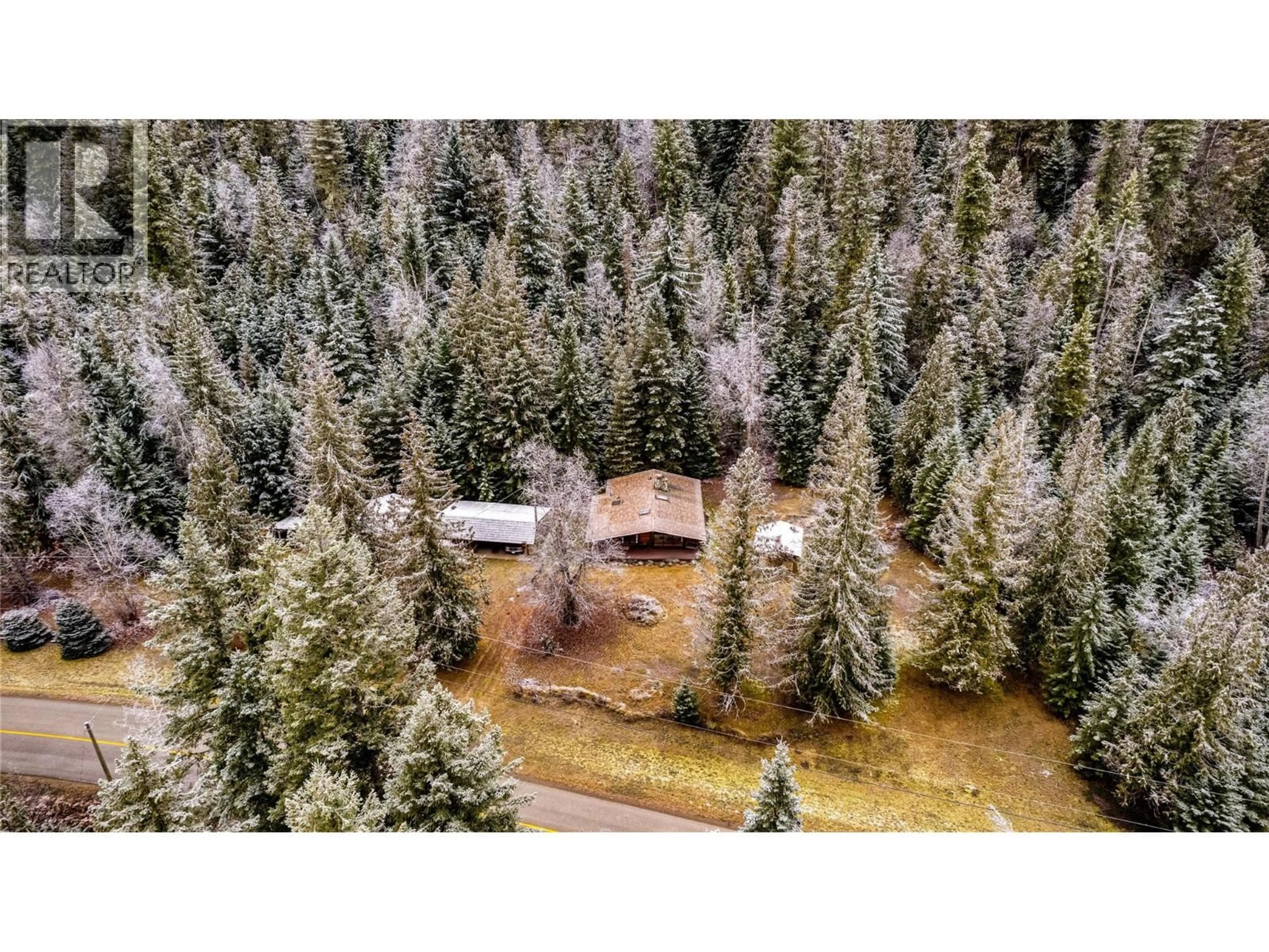 A pic from outside/outdoor area/front of a property/back of a property/a pic from drone, forest/trees view for 3137 ENDERBY MABEL LAKE ROAD, Enderby British Columbia V0E1V0