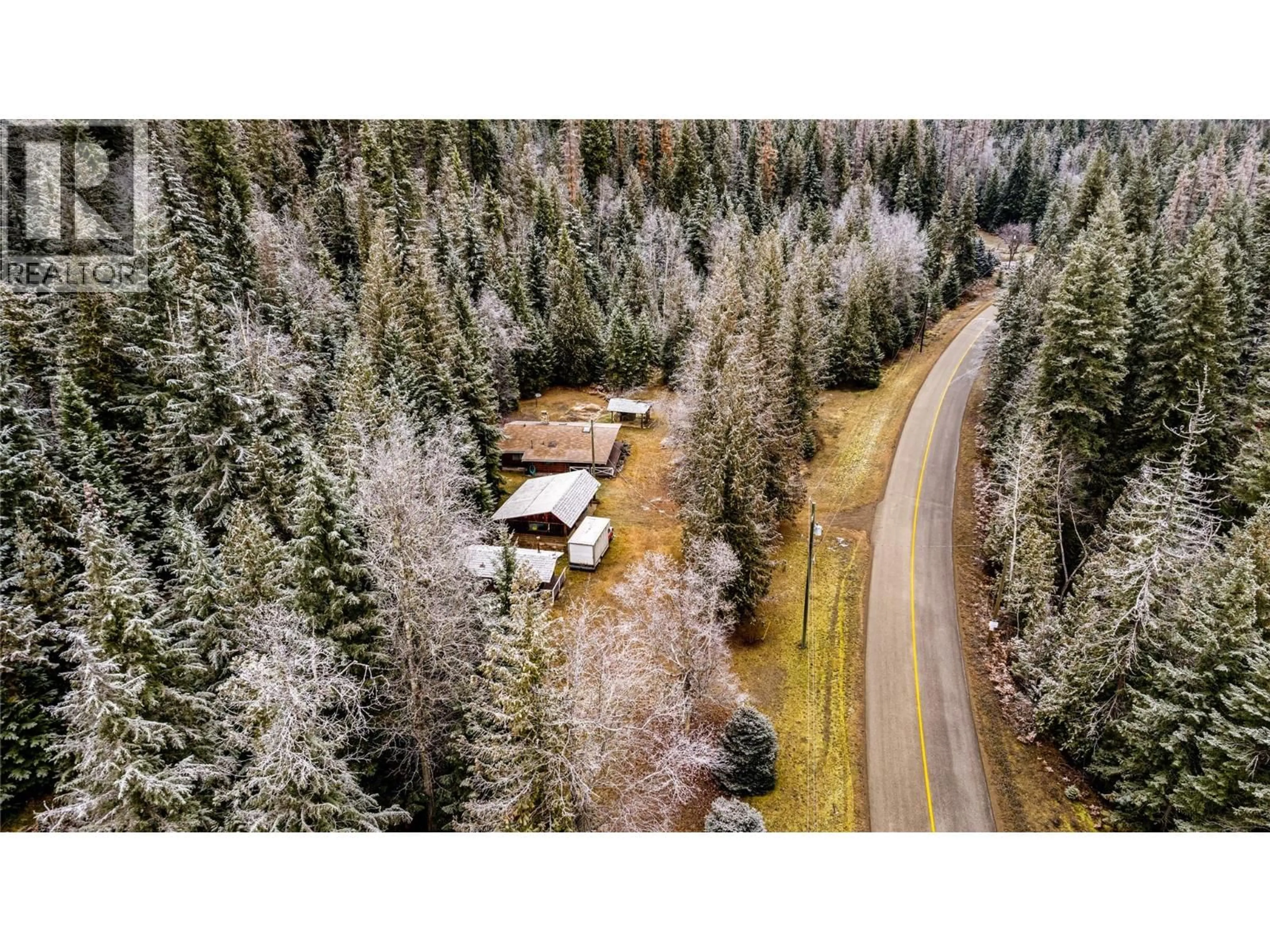A pic from outside/outdoor area/front of a property/back of a property/a pic from drone, forest/trees view for 3137 ENDERBY MABEL LAKE ROAD, Enderby British Columbia V0E1V0