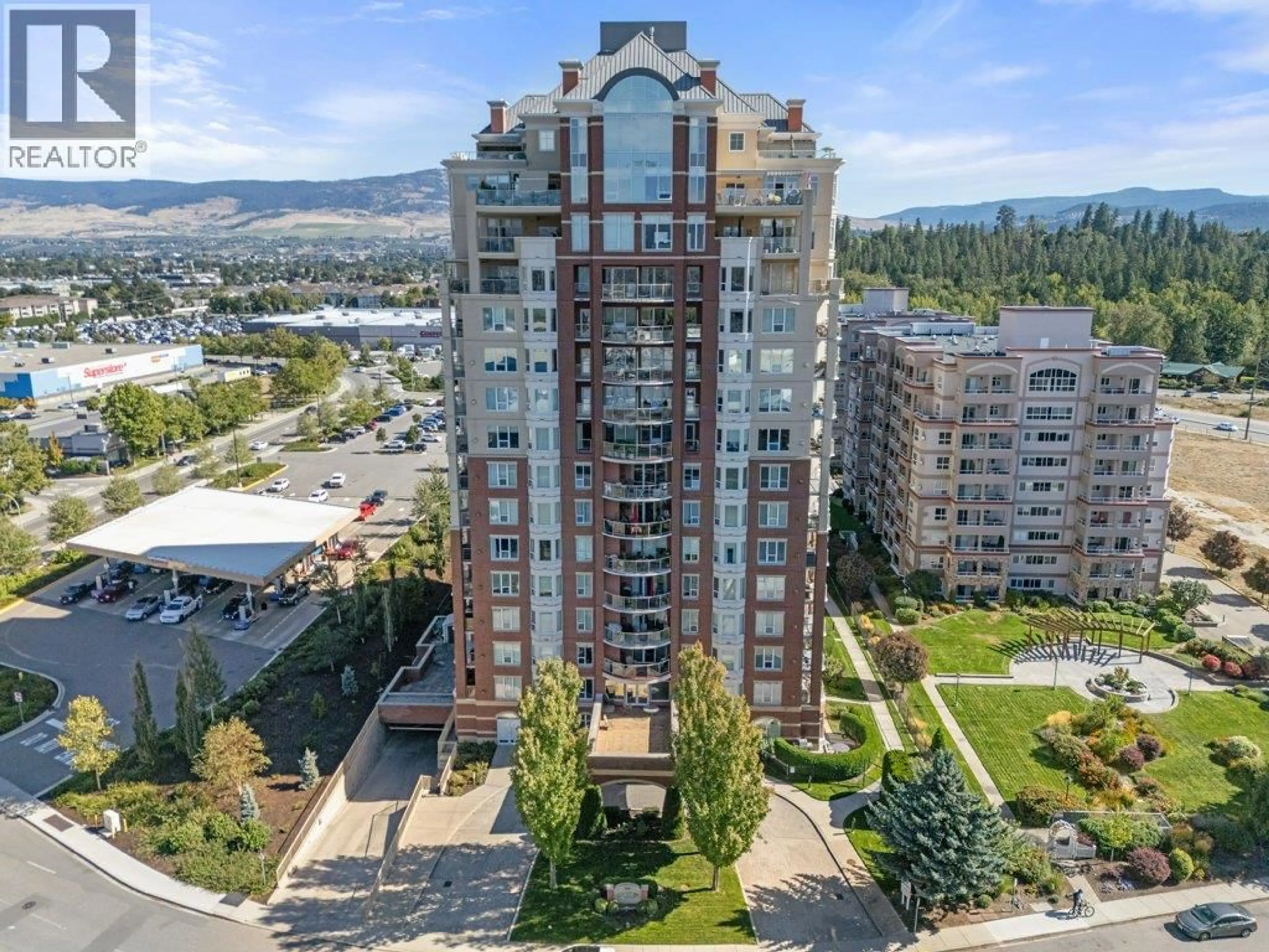 A pic from outside/outdoor area/front of a property/back of a property/a pic from drone, city buildings view from balcony for 604 - 1947 UNDERHILL STREET, Kelowna British Columbia V1X7Z5