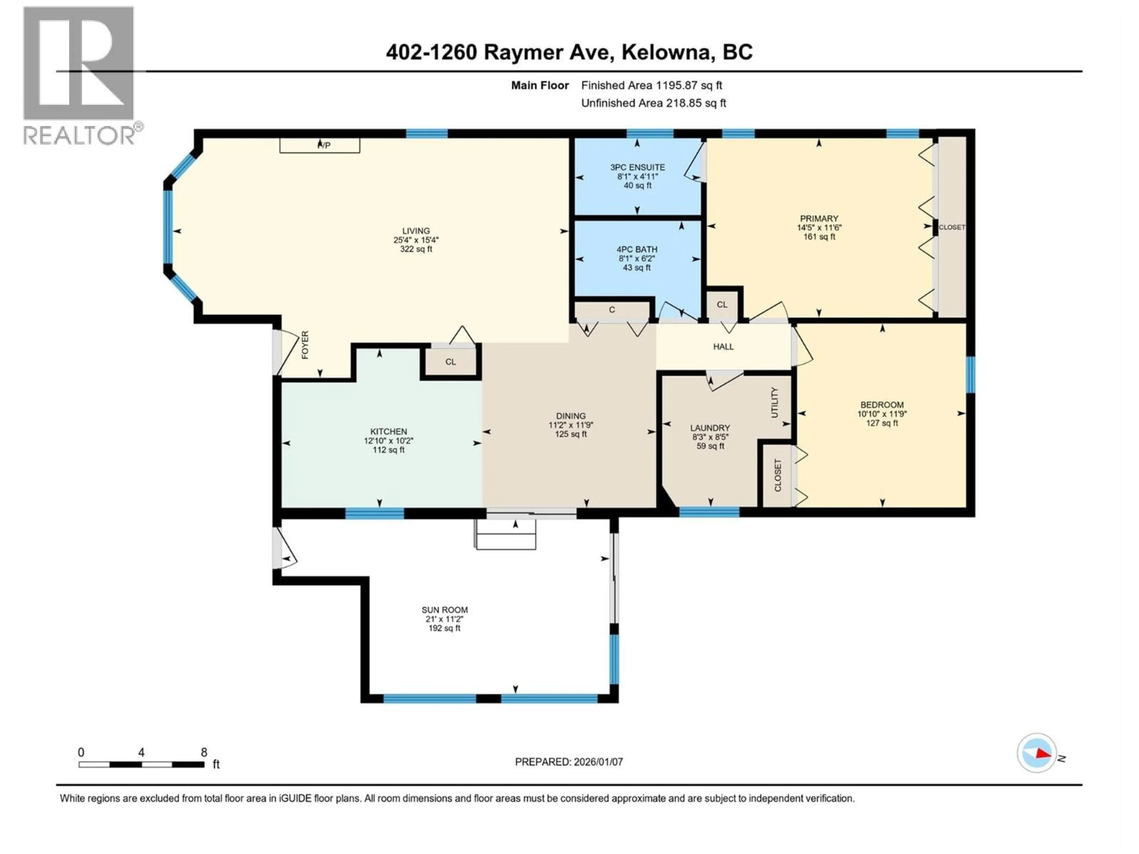 Floor plan for 402 - 1260 RAYMER AVENUE, Kelowna British Columbia V1W3S4