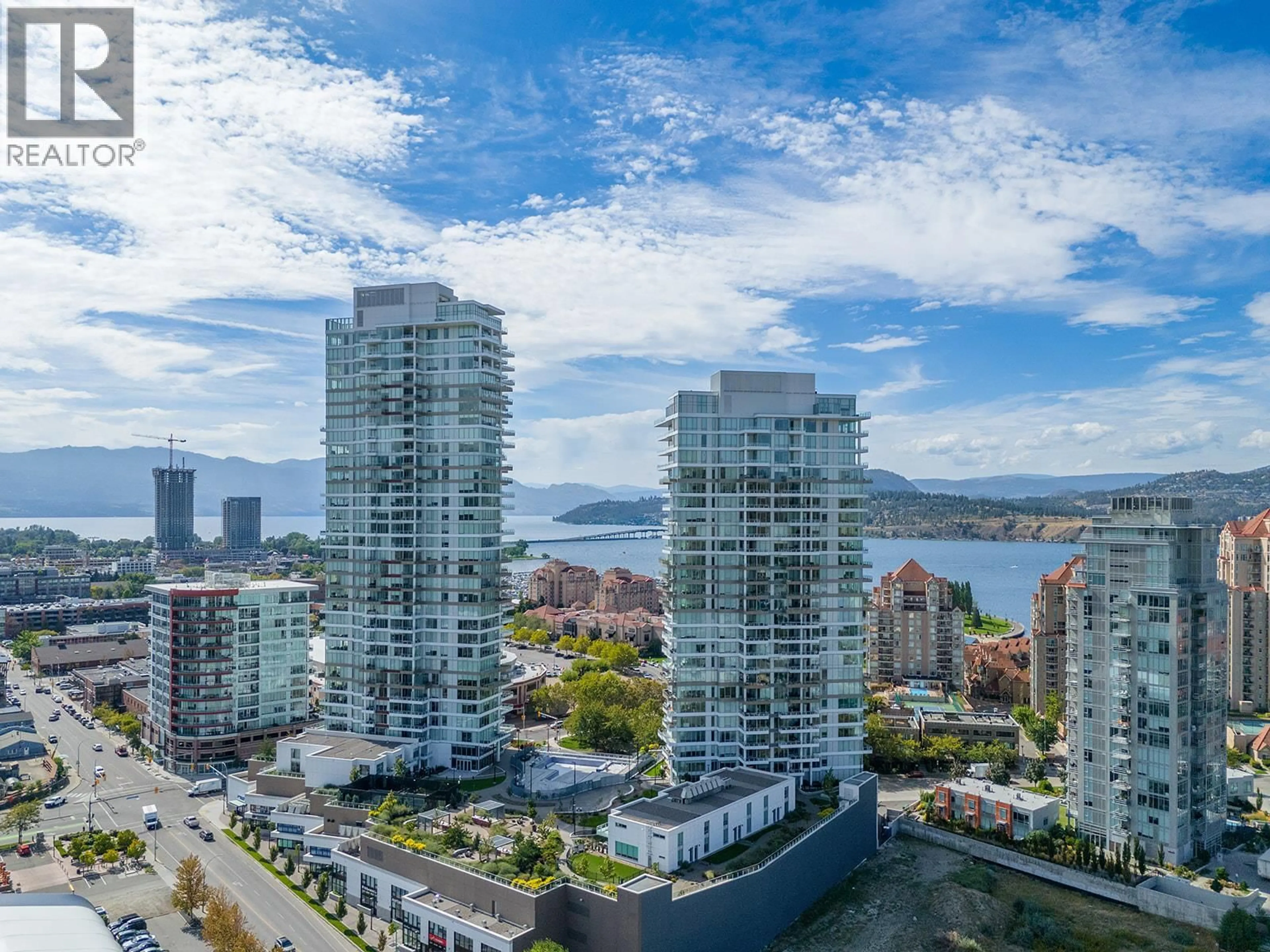 A pic from outside/outdoor area/front of a property/back of a property/a pic from drone, city buildings view from balcony for 1903 - 1191 SUNSET DRIVE, Kelowna British Columbia V1Y0J4