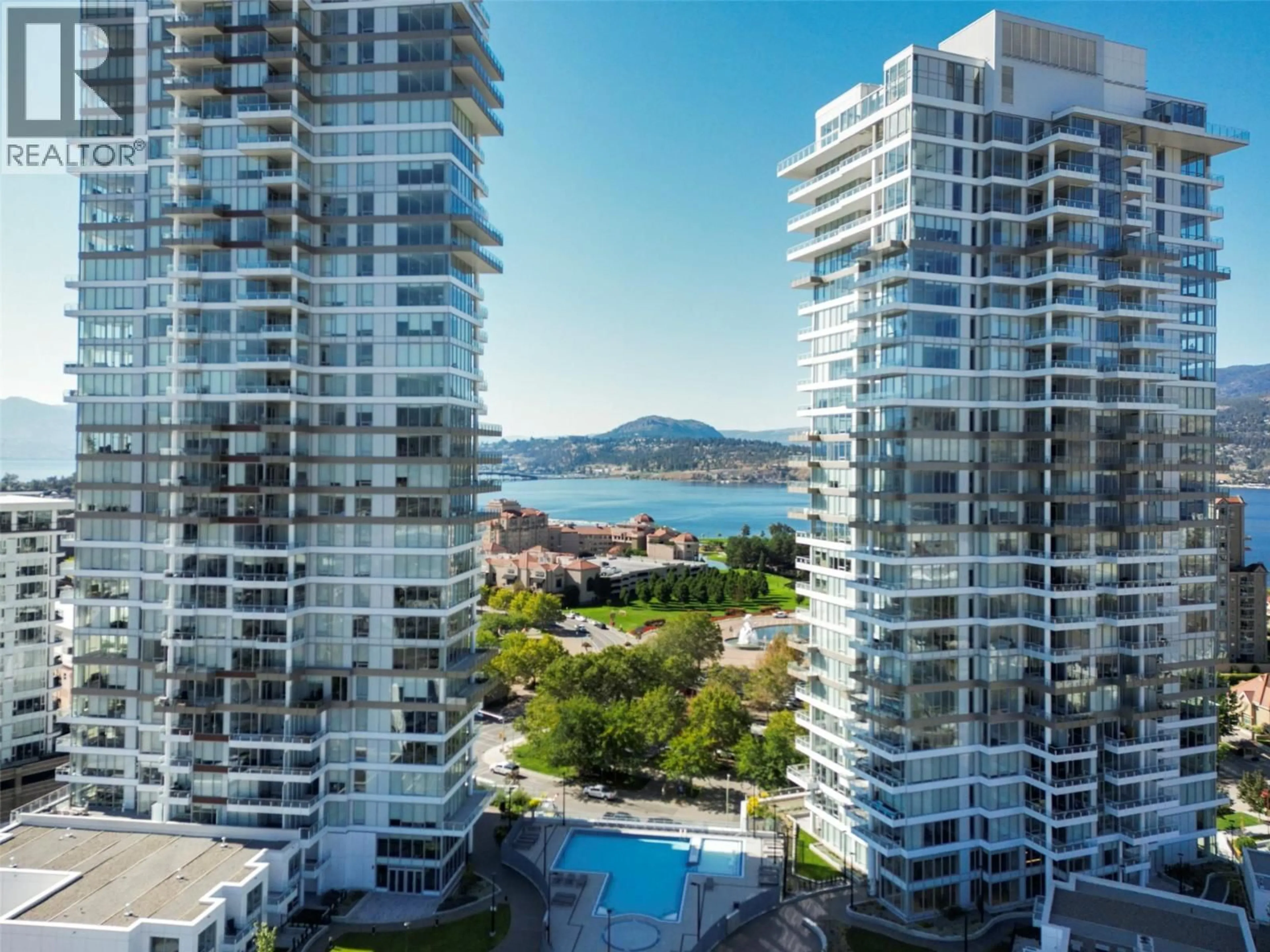 A pic from outside/outdoor area/front of a property/back of a property/a pic from drone, city buildings view from balcony for 1903 - 1191 SUNSET DRIVE, Kelowna British Columbia V1Y0J4