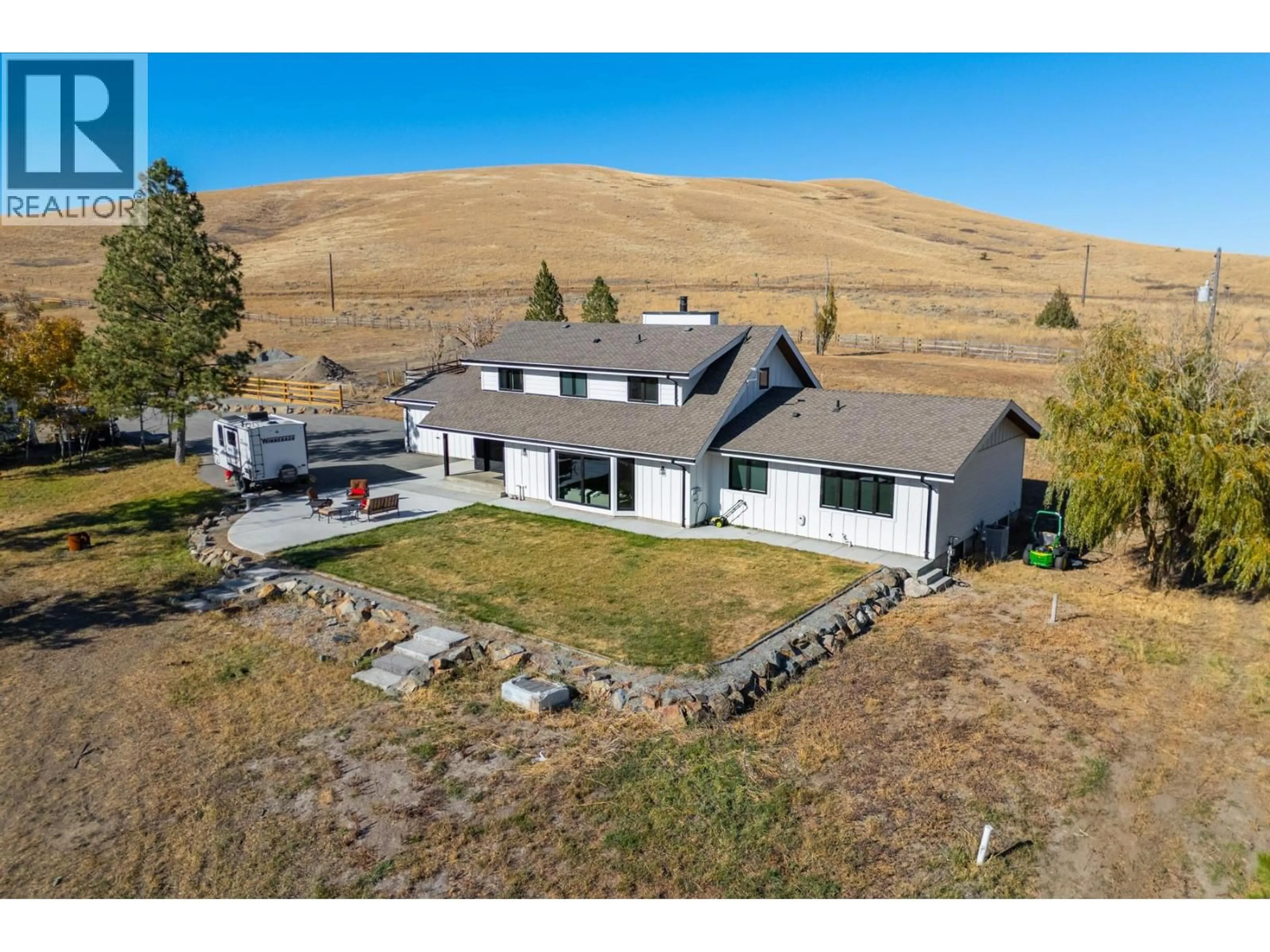 A pic from outside/outdoor area/front of a property/back of a property/a pic from drone, mountain view for 272 GOOSE LAKE ROAD, Kamloops British Columbia V0E2A0