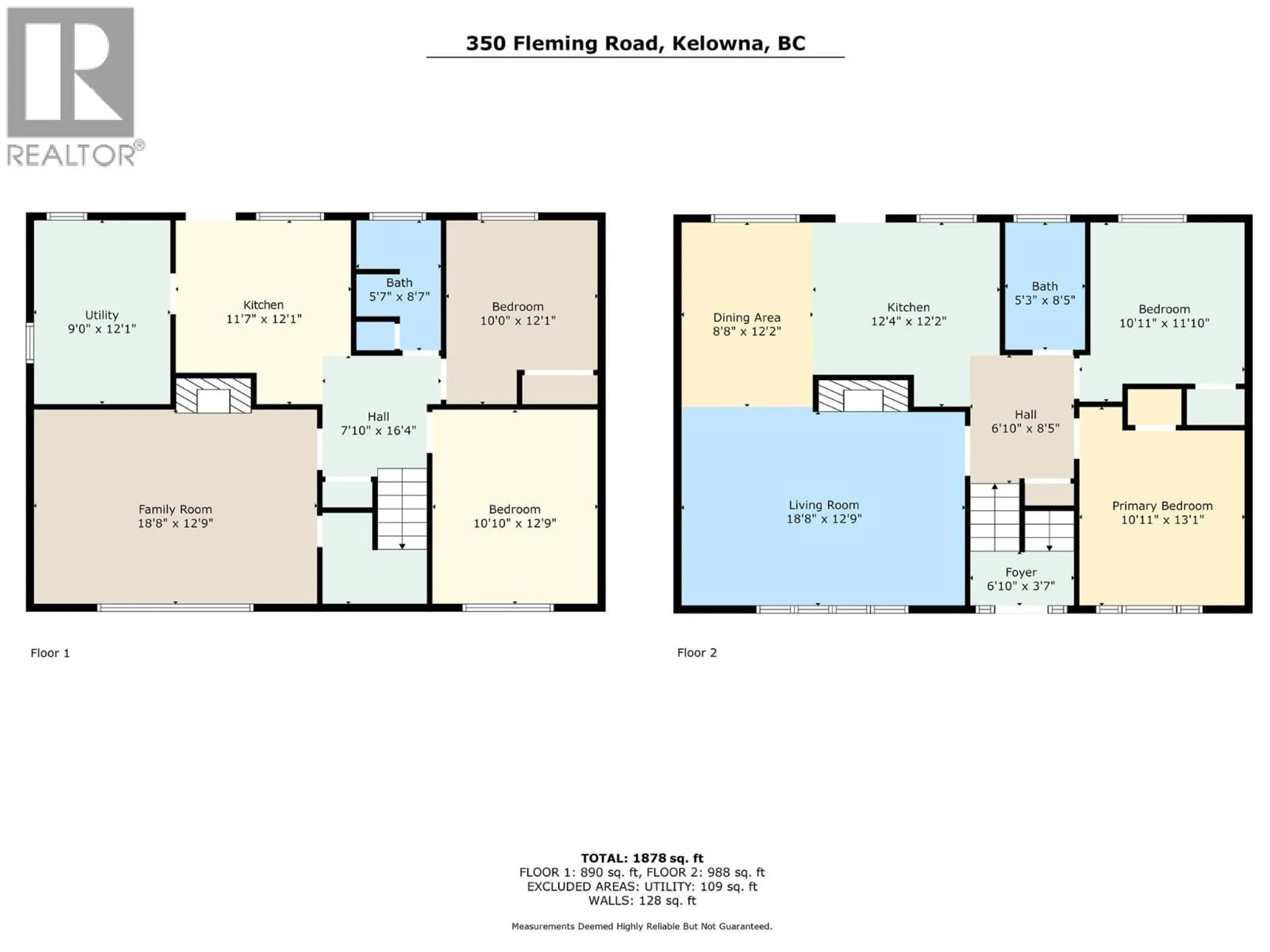 Floor plan for 350 FLEMING ROAD, Kelowna British Columbia V1X3Z3