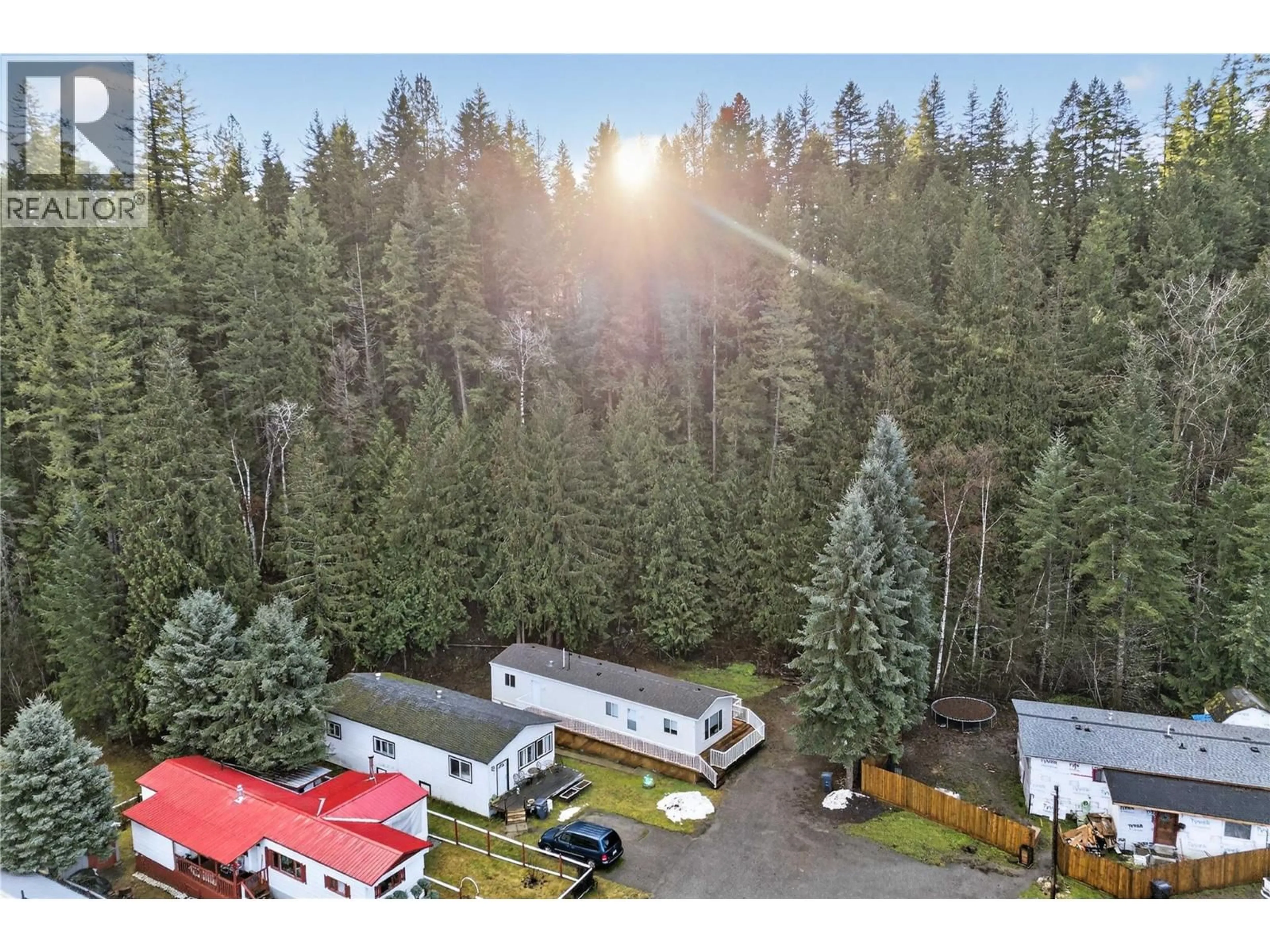 A pic from outside/outdoor area/front of a property/back of a property/a pic from drone, forest/trees view for 9 - 3063 HORNSBERGER ROAD, Salmon Arm British Columbia V1E4M1