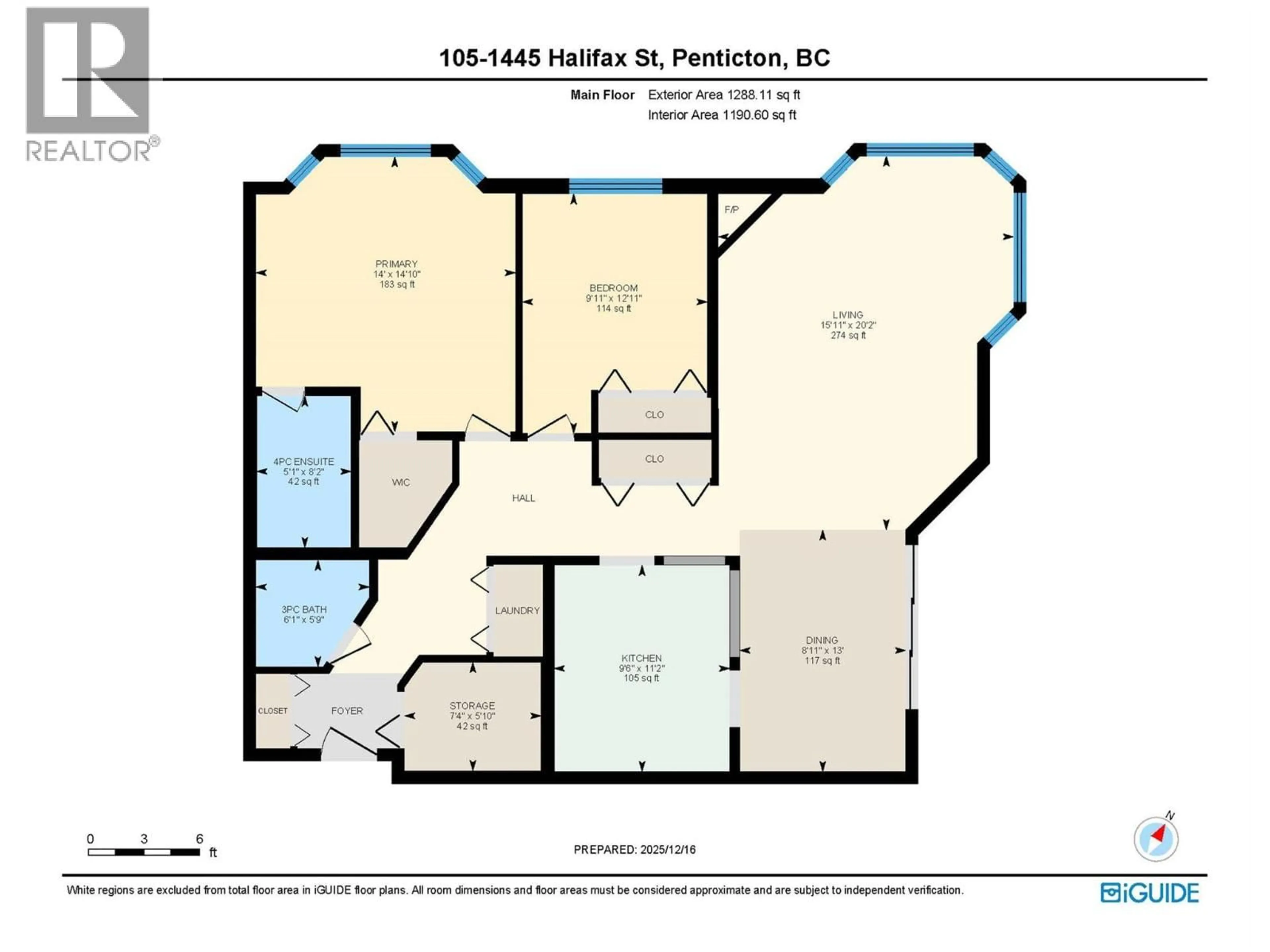 Floor plan for 105 - 1445 HALIFAX STREET, Penticton British Columbia V2A8M8