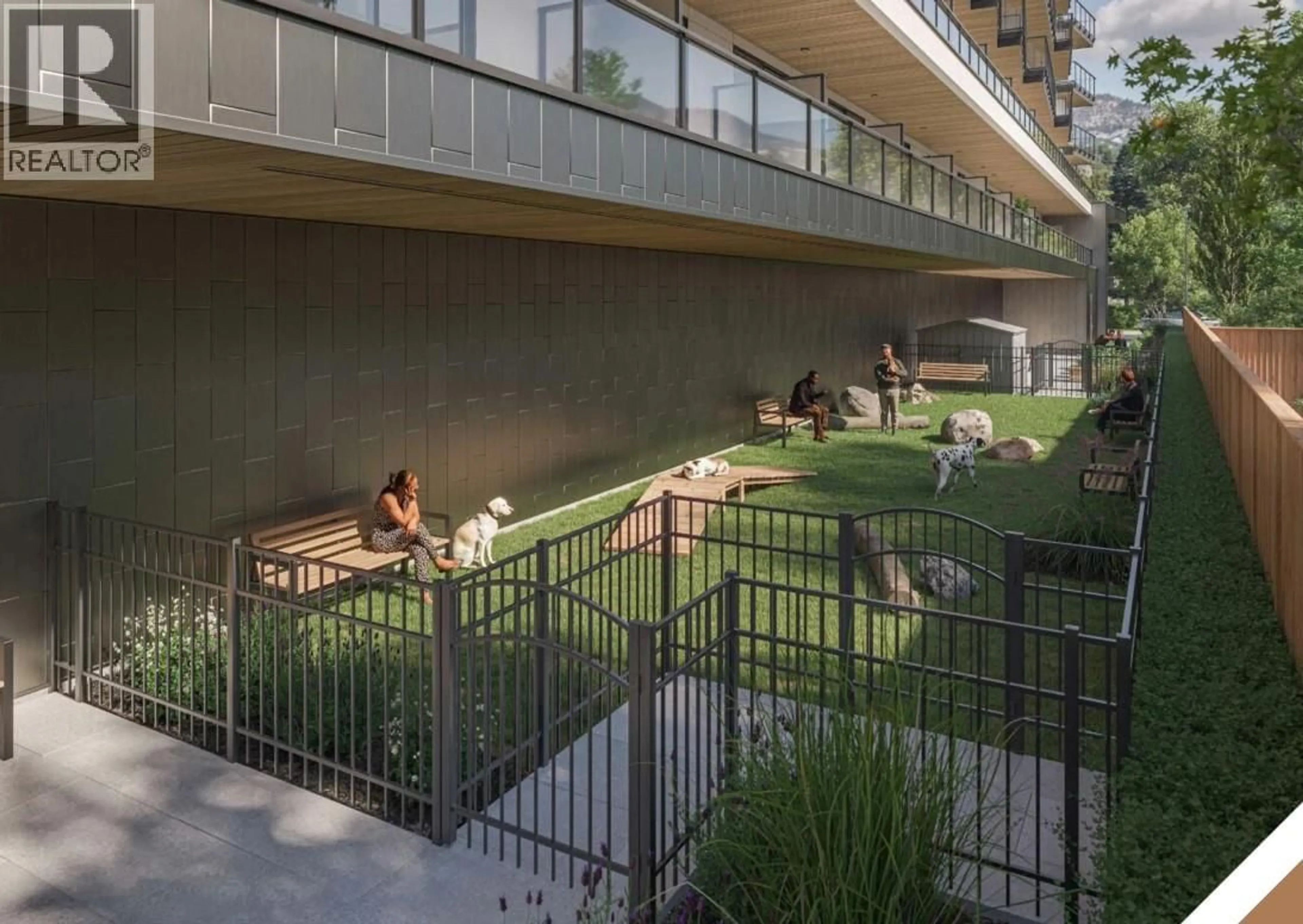 Patio, city buildings view from balcony for 606 - 1280 SUTHERLAND AVENUE, Kelowna British Columbia V1Y5Y3