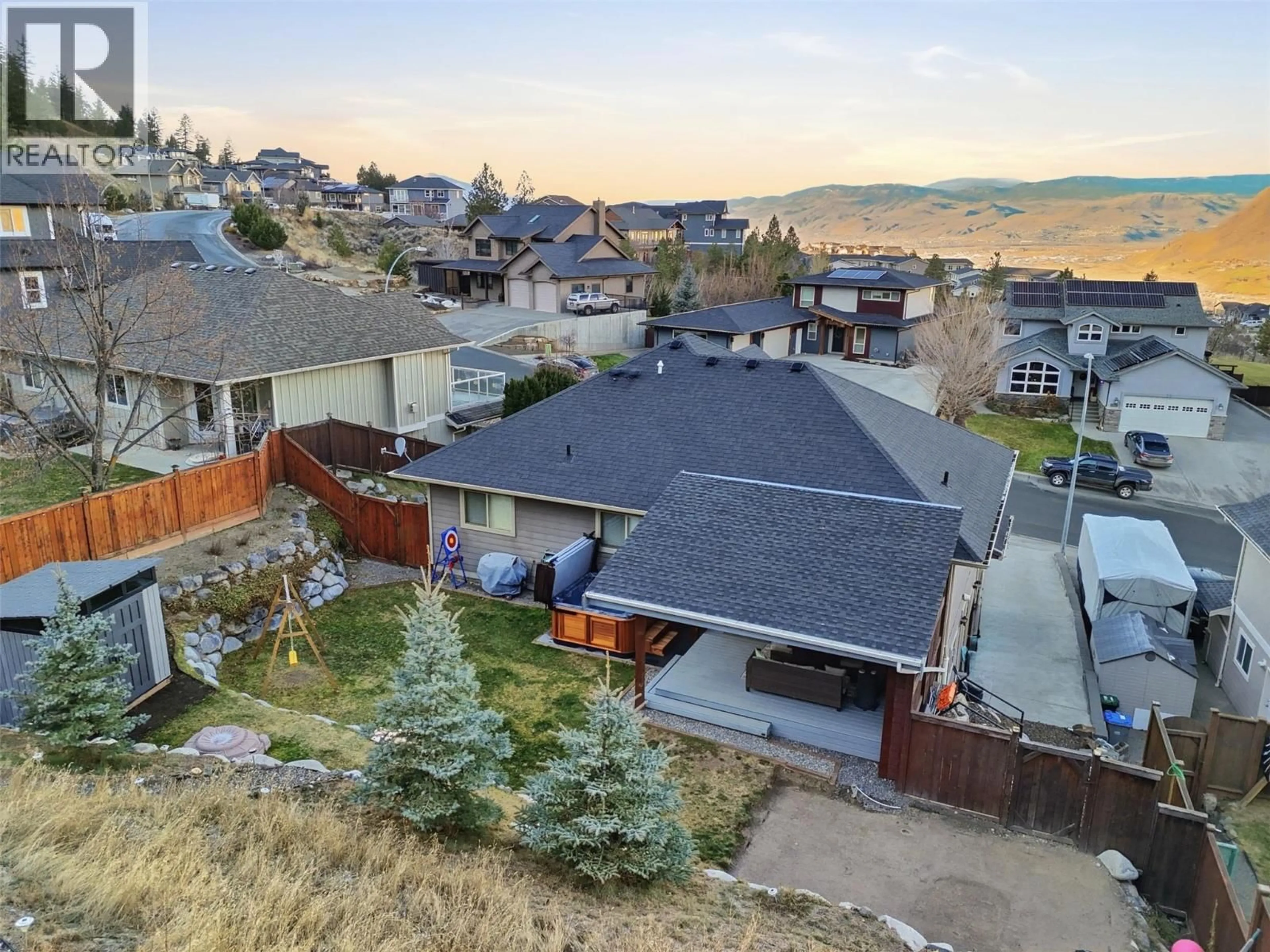 A pic from outside/outdoor area/front of a property/back of a property/a pic from drone, mountain view for 1913 GALORE CRESCENT, Kamloops British Columbia V2E0A7