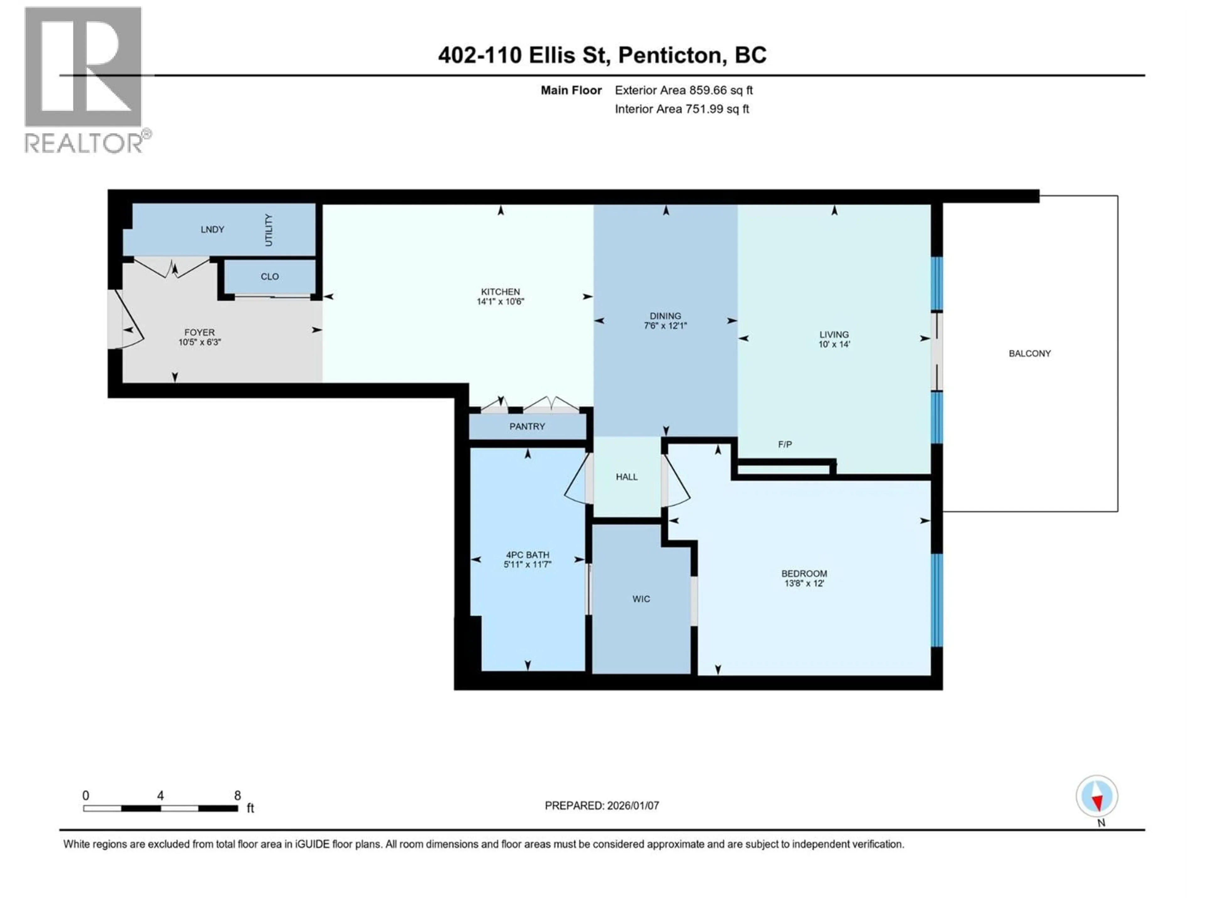 Floor plan for 402 - 110 ELLIS STREET, Penticton British Columbia V2A4L5