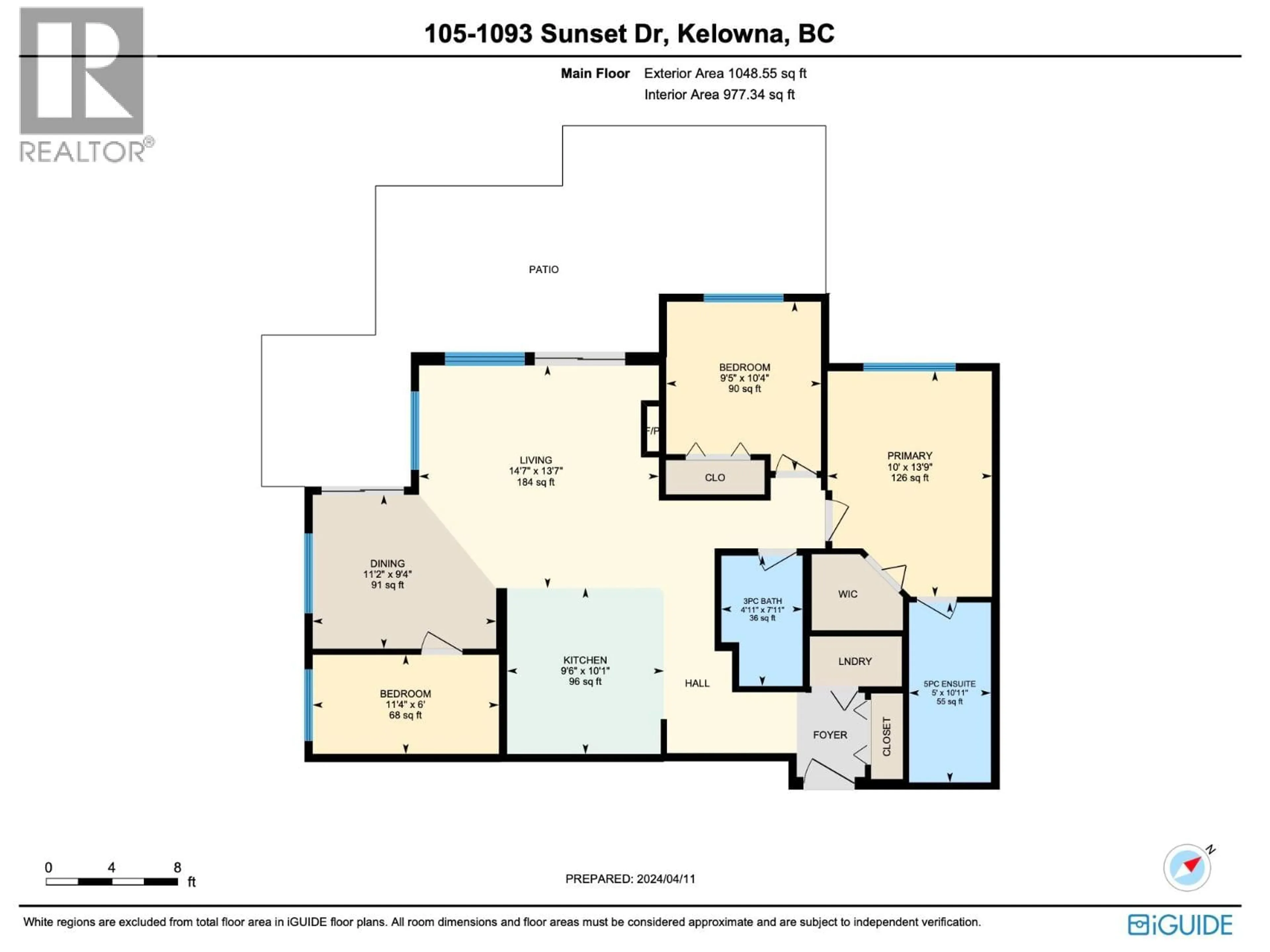 Floor plan for 105 - 1093 SUNSET DRIVE, Kelowna British Columbia V1Y9Z4