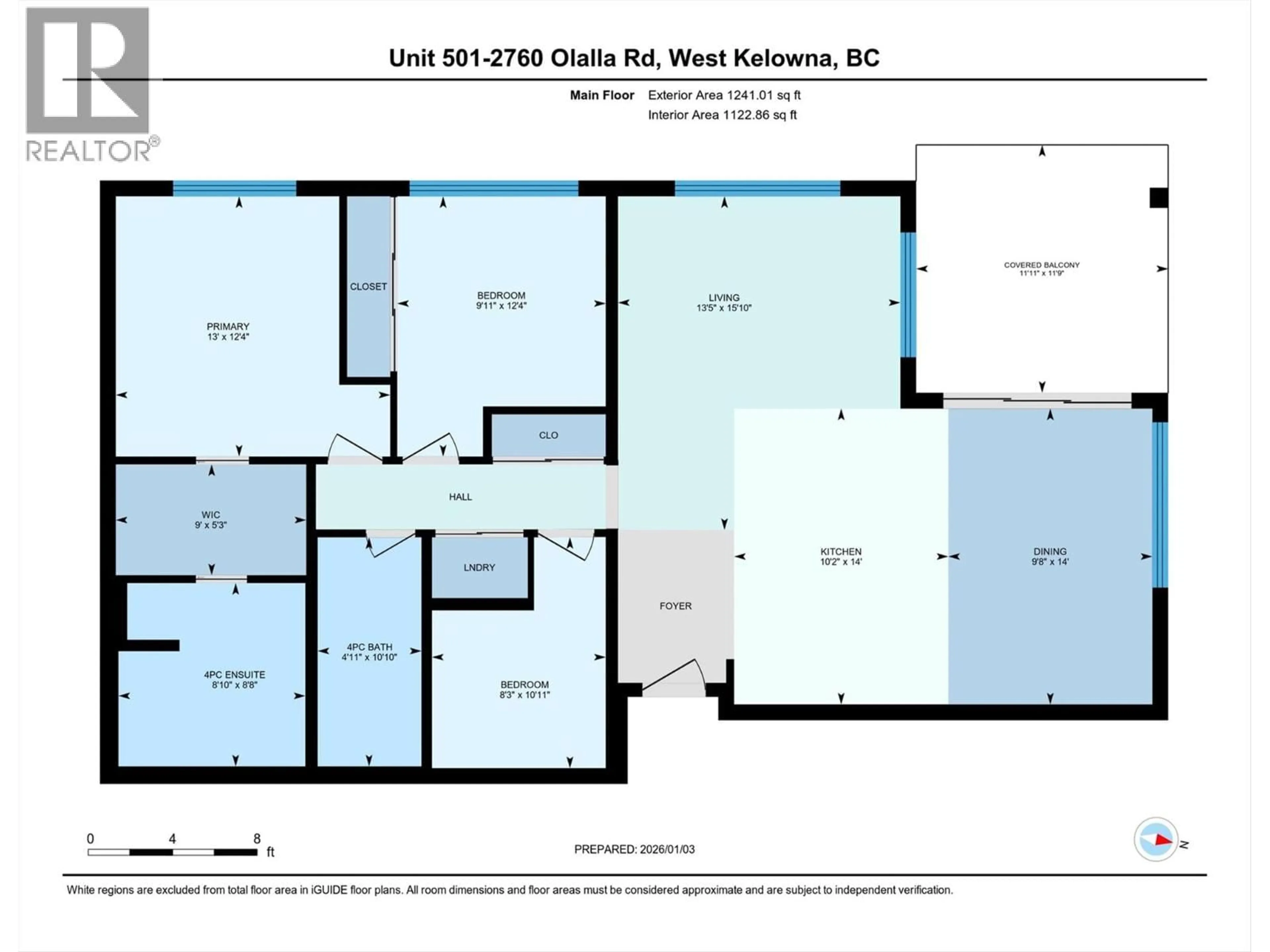 Floor plan for 501 - 2760 OLALLA ROAD, West Kelowna British Columbia V1Z2A9
