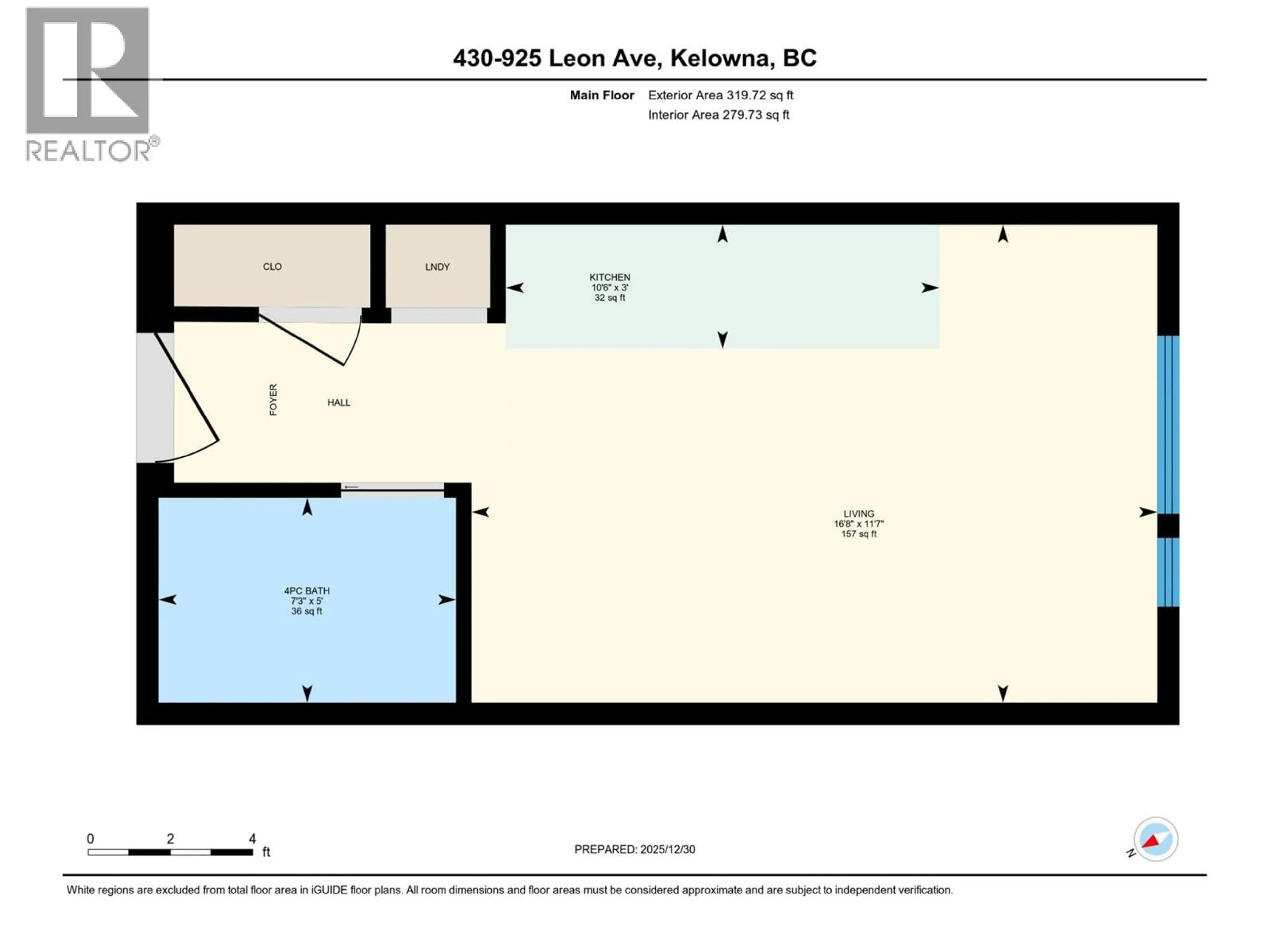 Floor plan for 430 - 925 LEON AVENUE, Kelowna British Columbia V1Y0E9