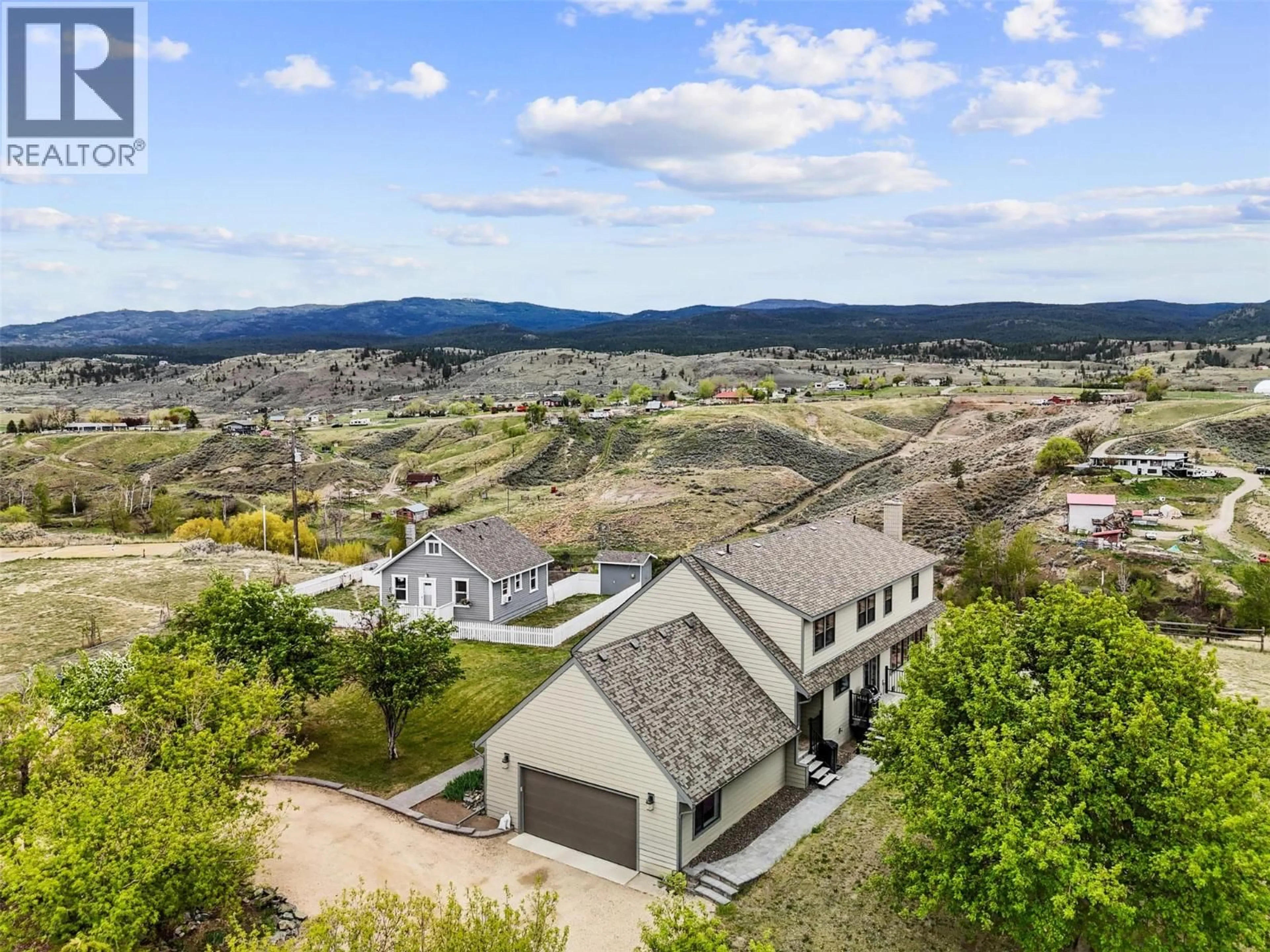 A pic from outside/outdoor area/front of a property/back of a property/a pic from drone, mountain view for 5884 CHERRY ROAD, Kamloops British Columbia V1S2A2