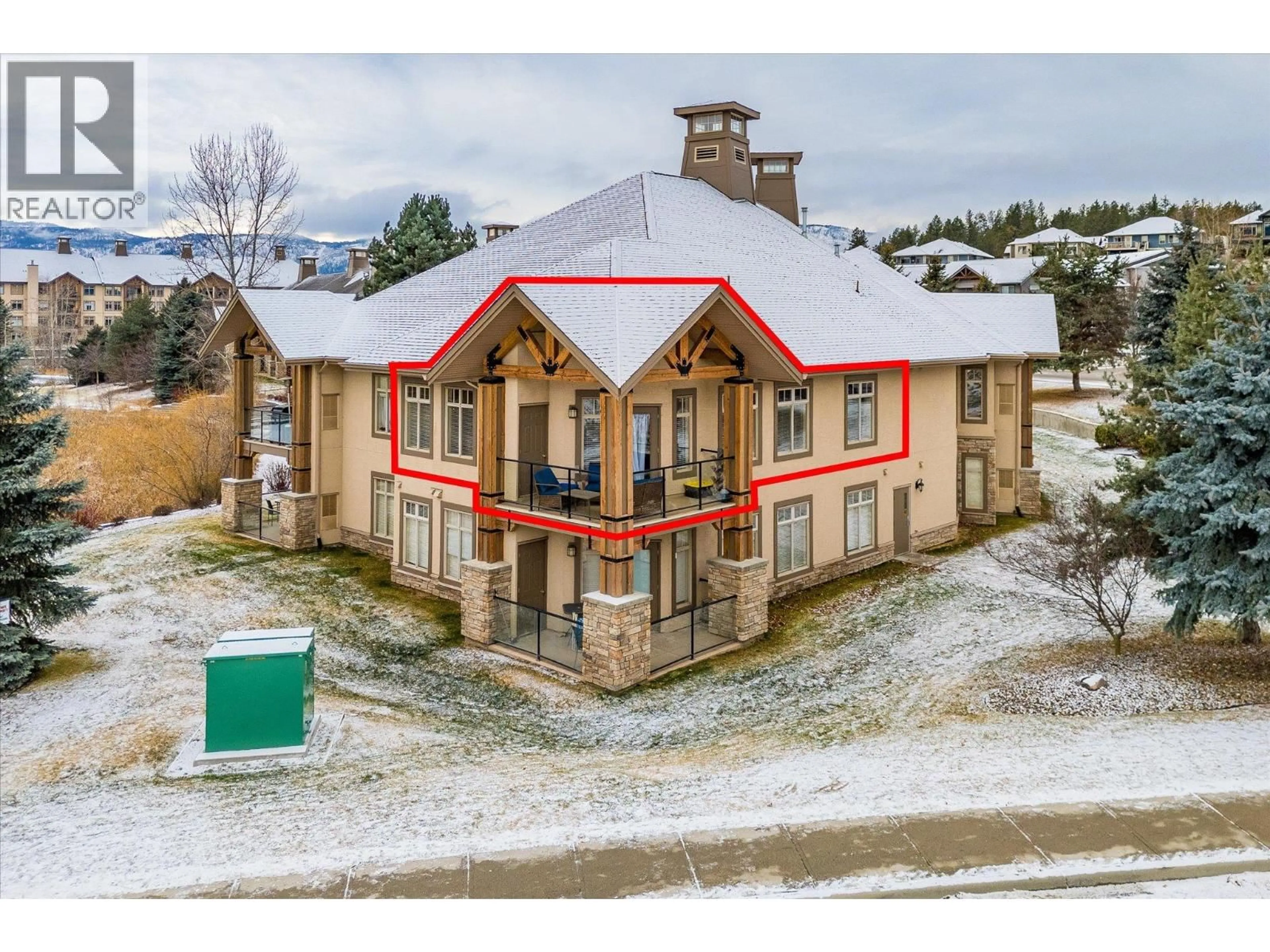 A pic from outside/outdoor area/front of a property/back of a property/a pic from drone, building for 222 - 2611 STILLWATER WAY, Lake Country British Columbia V4V2R3
