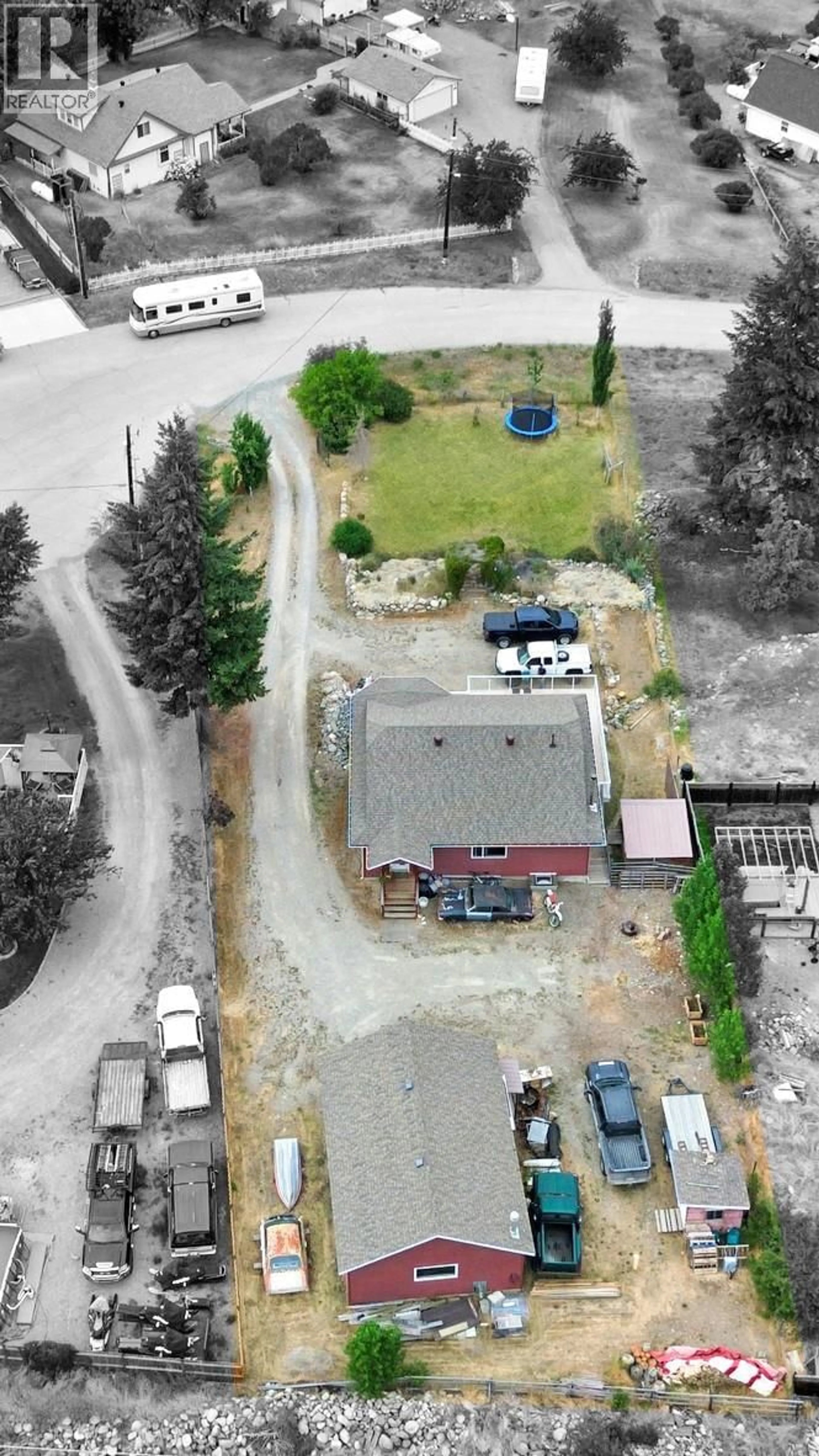 A pic from outside/outdoor area/front of a property/back of a property/a pic from drone, street for 529 DAGUR WAY, Princeton British Columbia V0X1W0