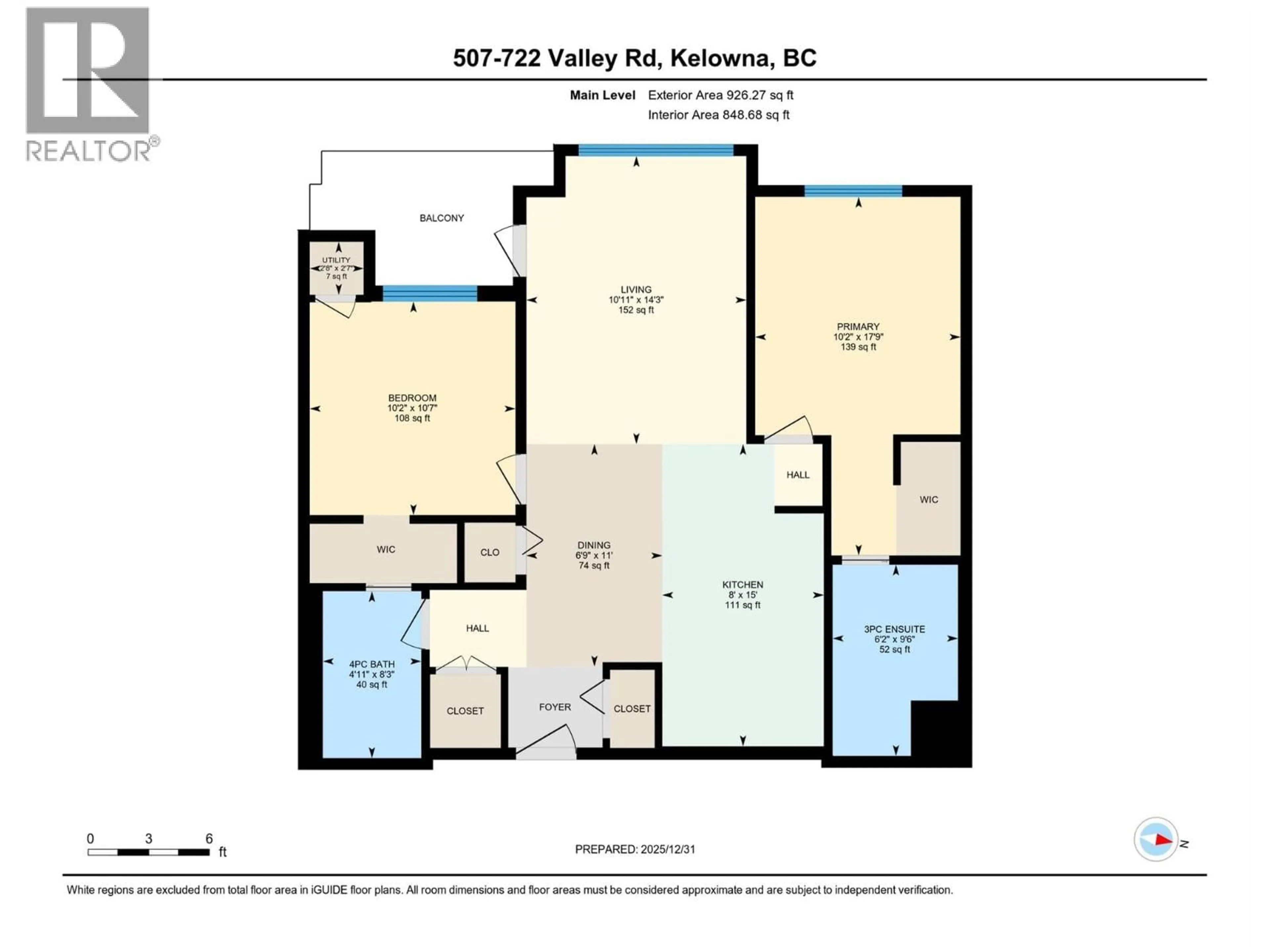 Floor plan for 507 - 722 VALLEY ROAD, Kelowna British Columbia V1V0E2
