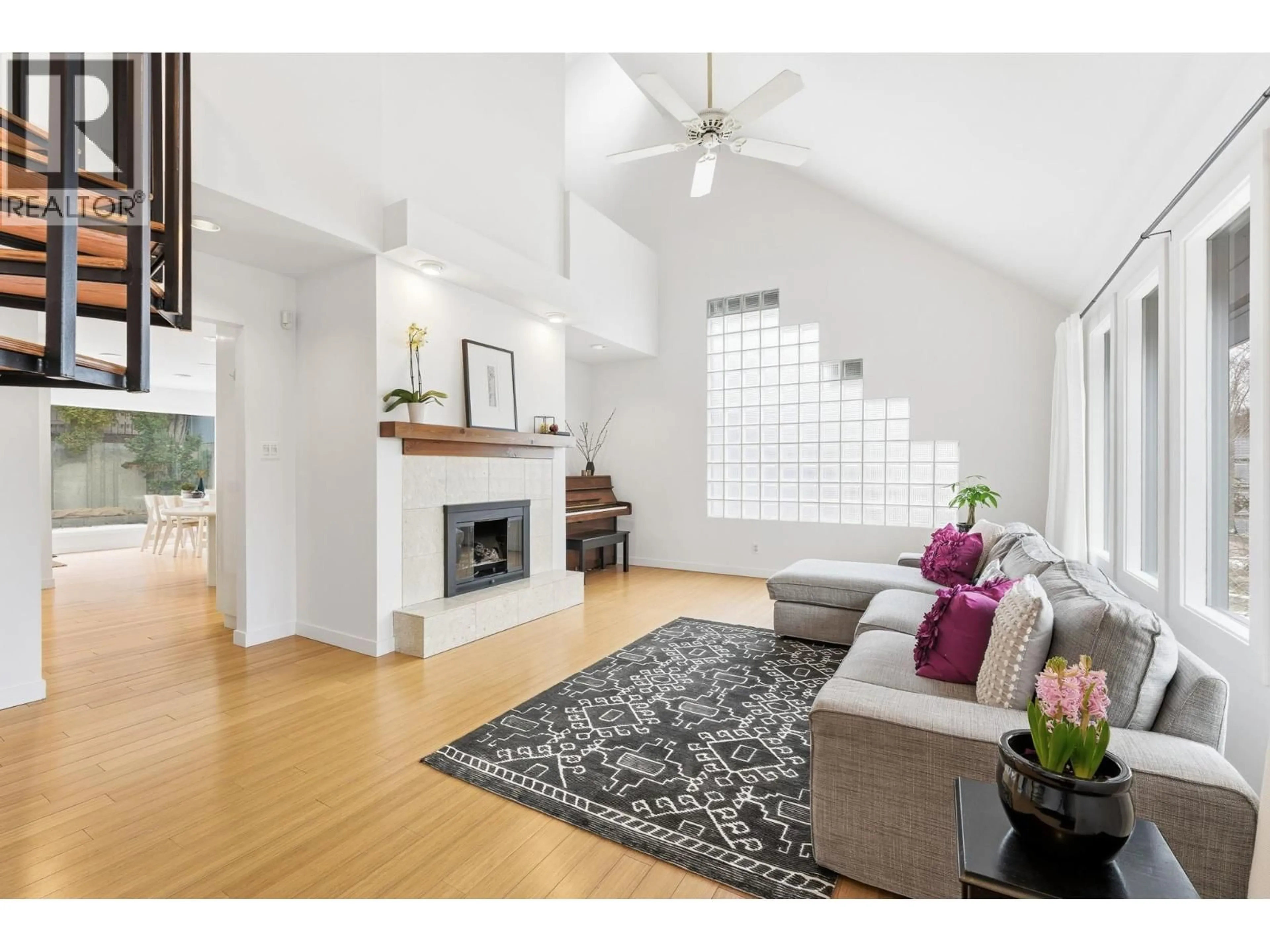 Living room with furniture, wood/laminate floor for 3907 15 STREET, Vernon British Columbia V1T7N4