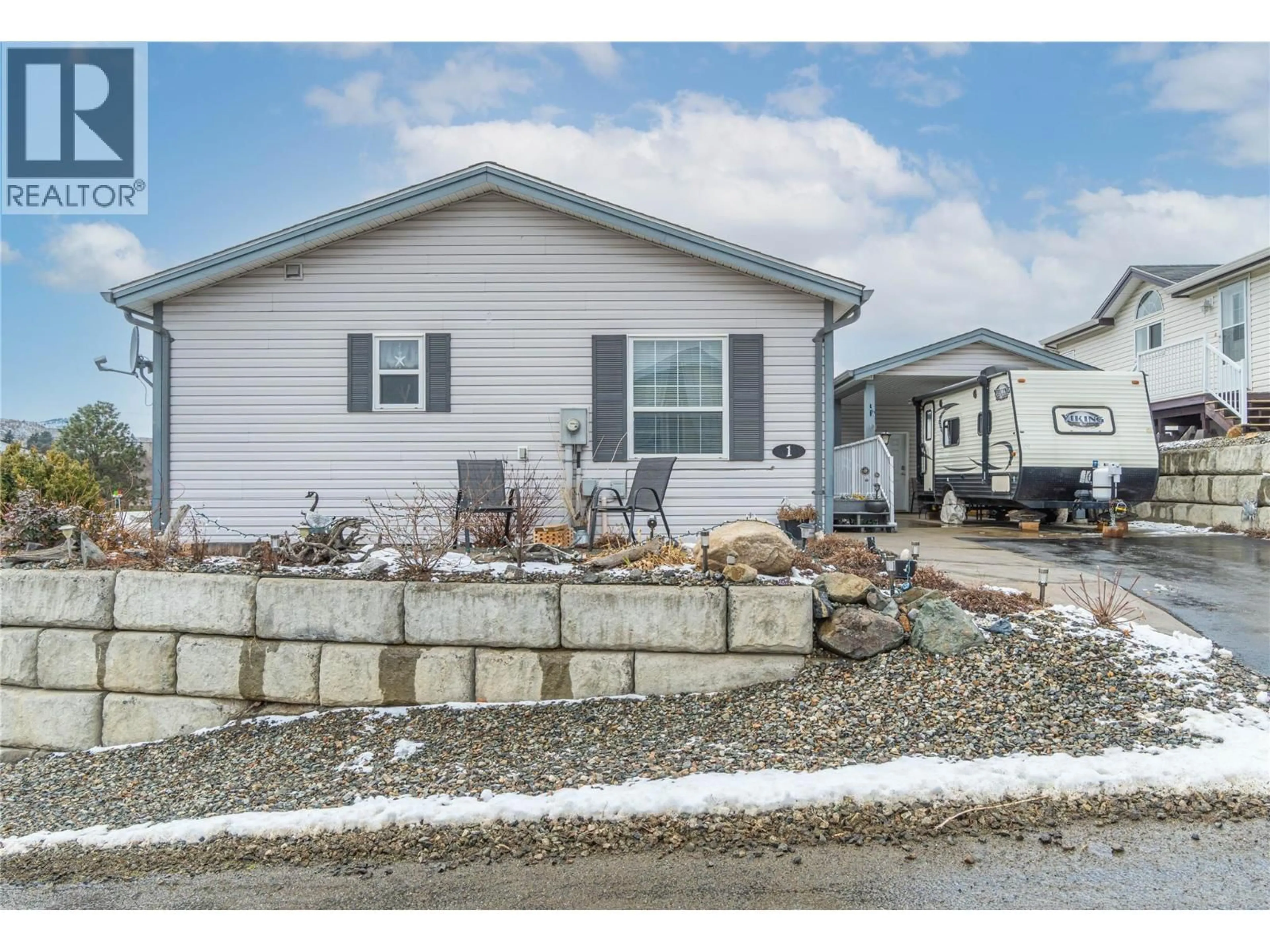 Home with vinyl exterior material, street for 1 - 768 SHUSWAP ROAD EAST, Kamloops British Columbia V2H0A4