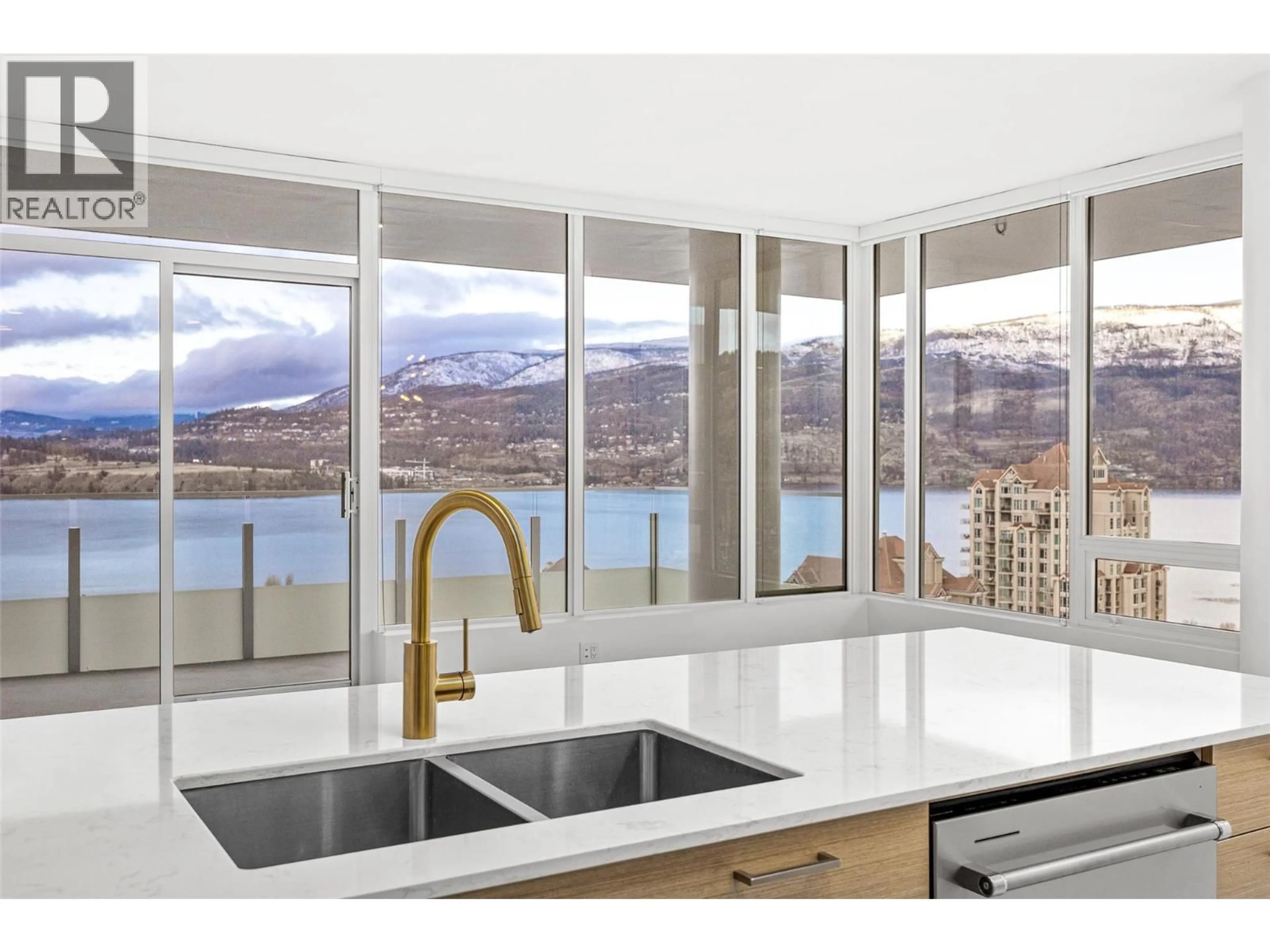 Contemporary kitchen, ceramic/tile floor for 2205 - 1191 SUNSET DRIVE, Kelowna British Columbia V1Y0J4