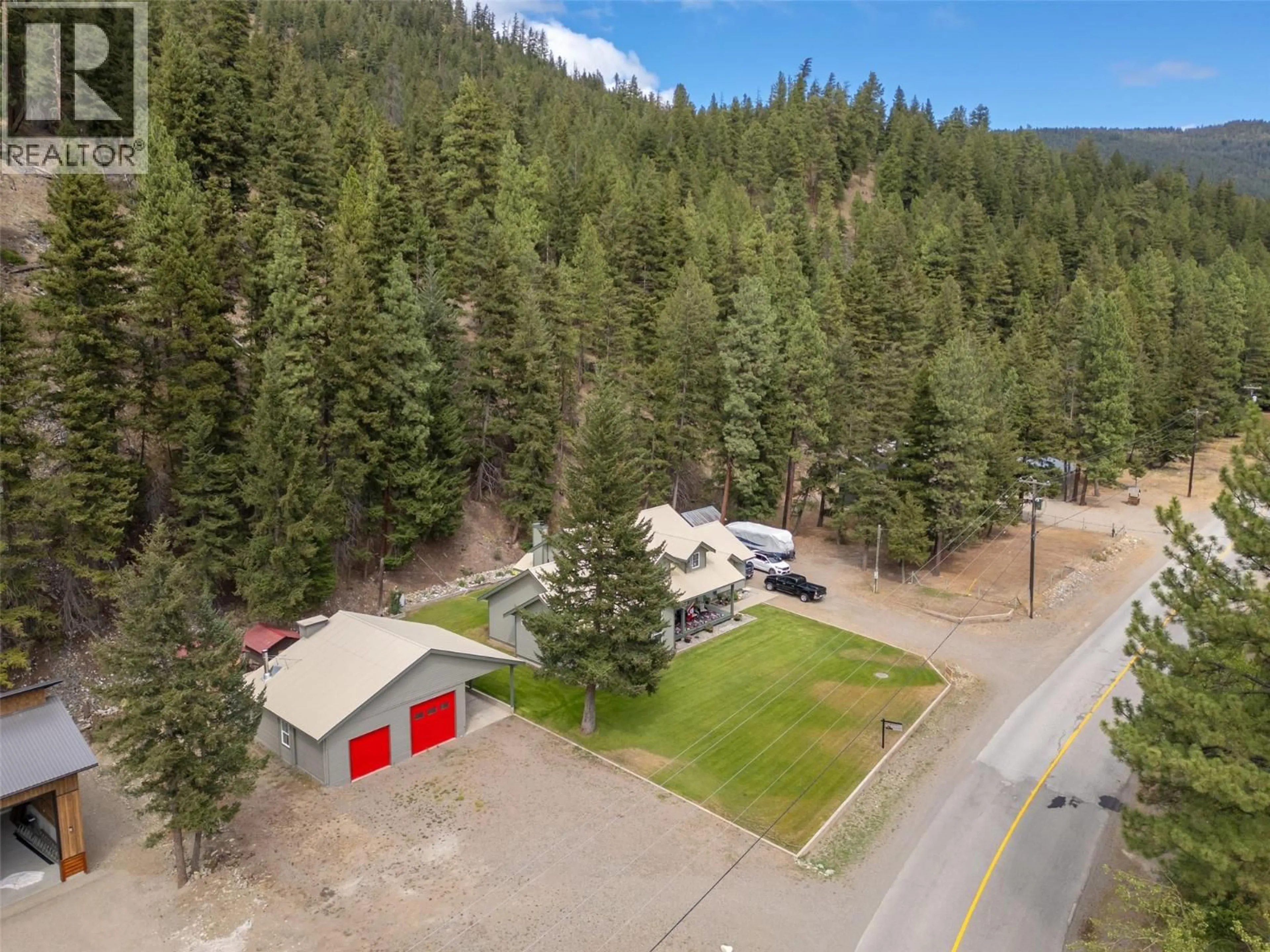 A pic from outside/outdoor area/front of a property/back of a property/a pic from drone, unknown for 2454 COALMONT ROAD, Tulameen British Columbia V0X0A0