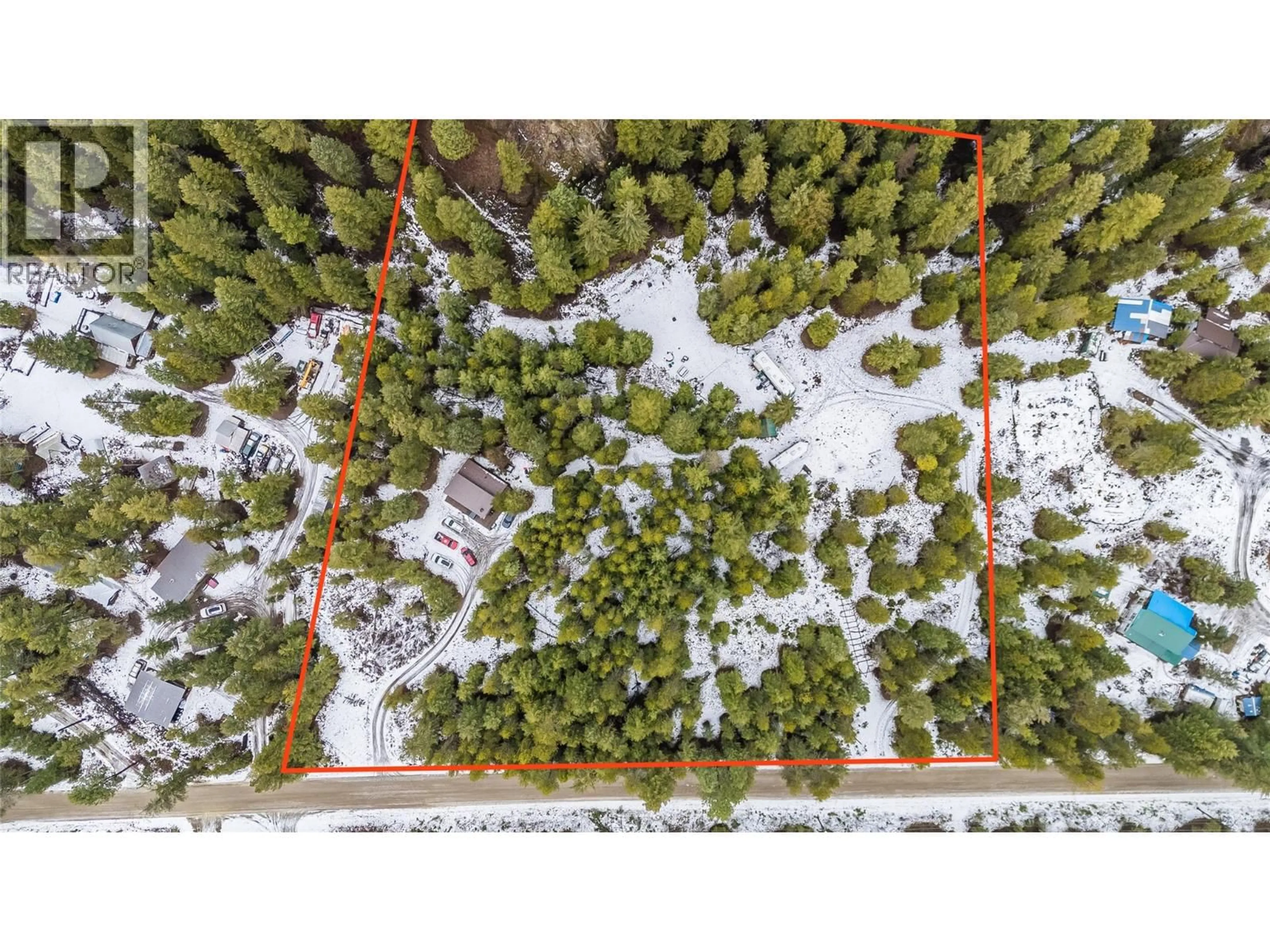 A pic from outside/outdoor area/front of a property/back of a property/a pic from drone, forest/trees view for 4035 LITTLE SLOCAN SOUTH ROAD, Passmore British Columbia V0G2J0