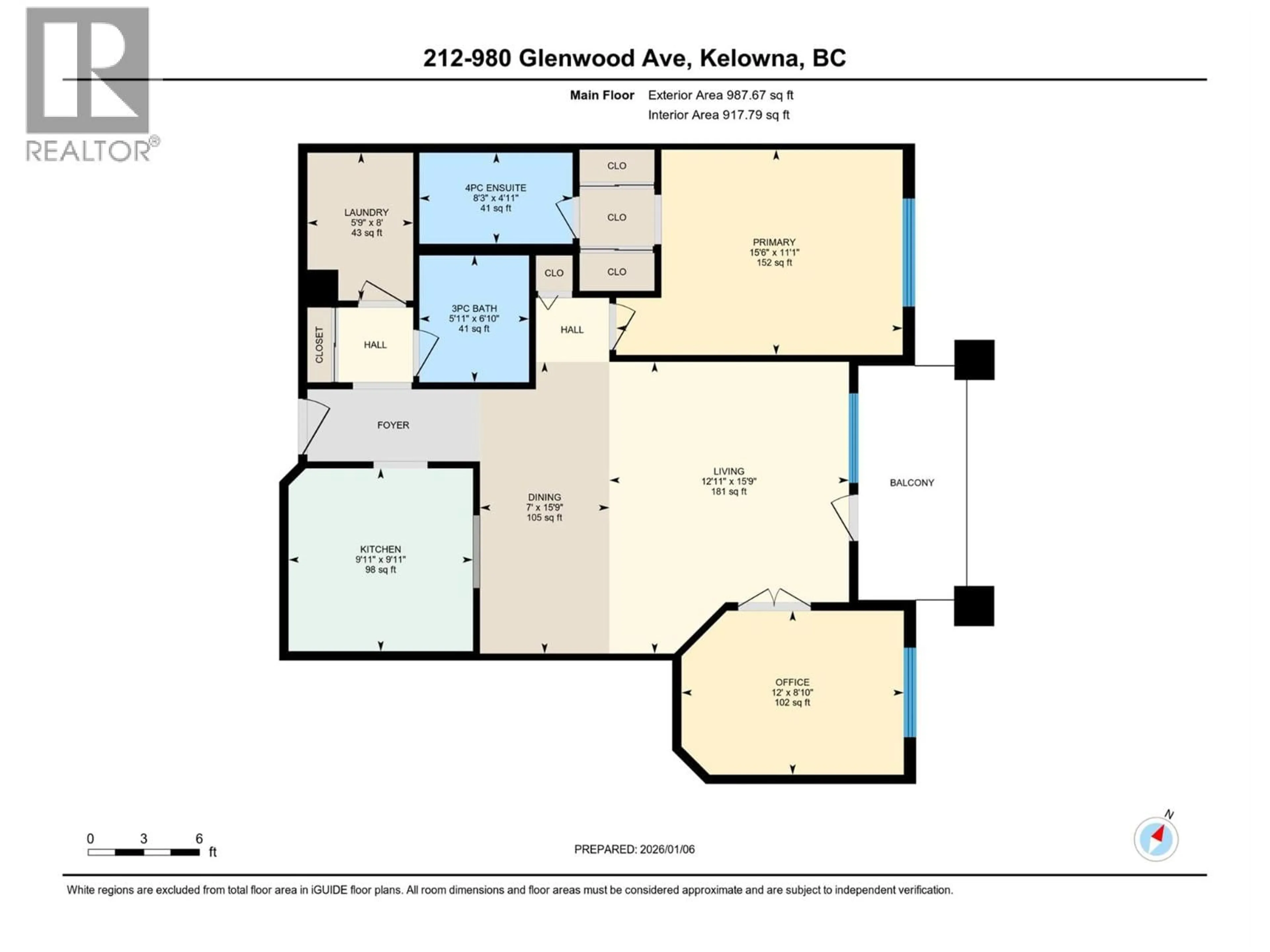 Floor plan for 212 - 980 GLENWOOD AVENUE, Kelowna British Columbia V1Y9P2