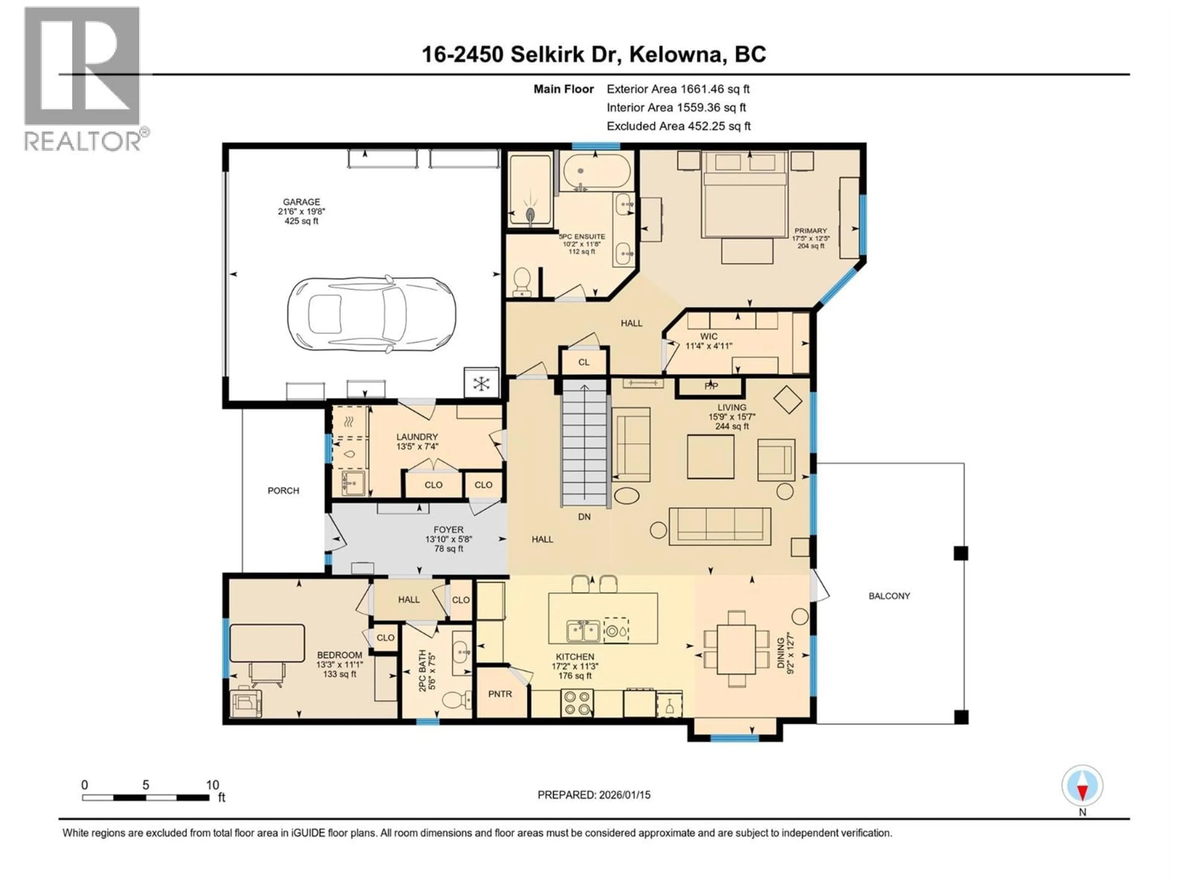 Floor plan for 16 - 2450 SELKIRK DRIVE, Kelowna British Columbia V1V2Z5