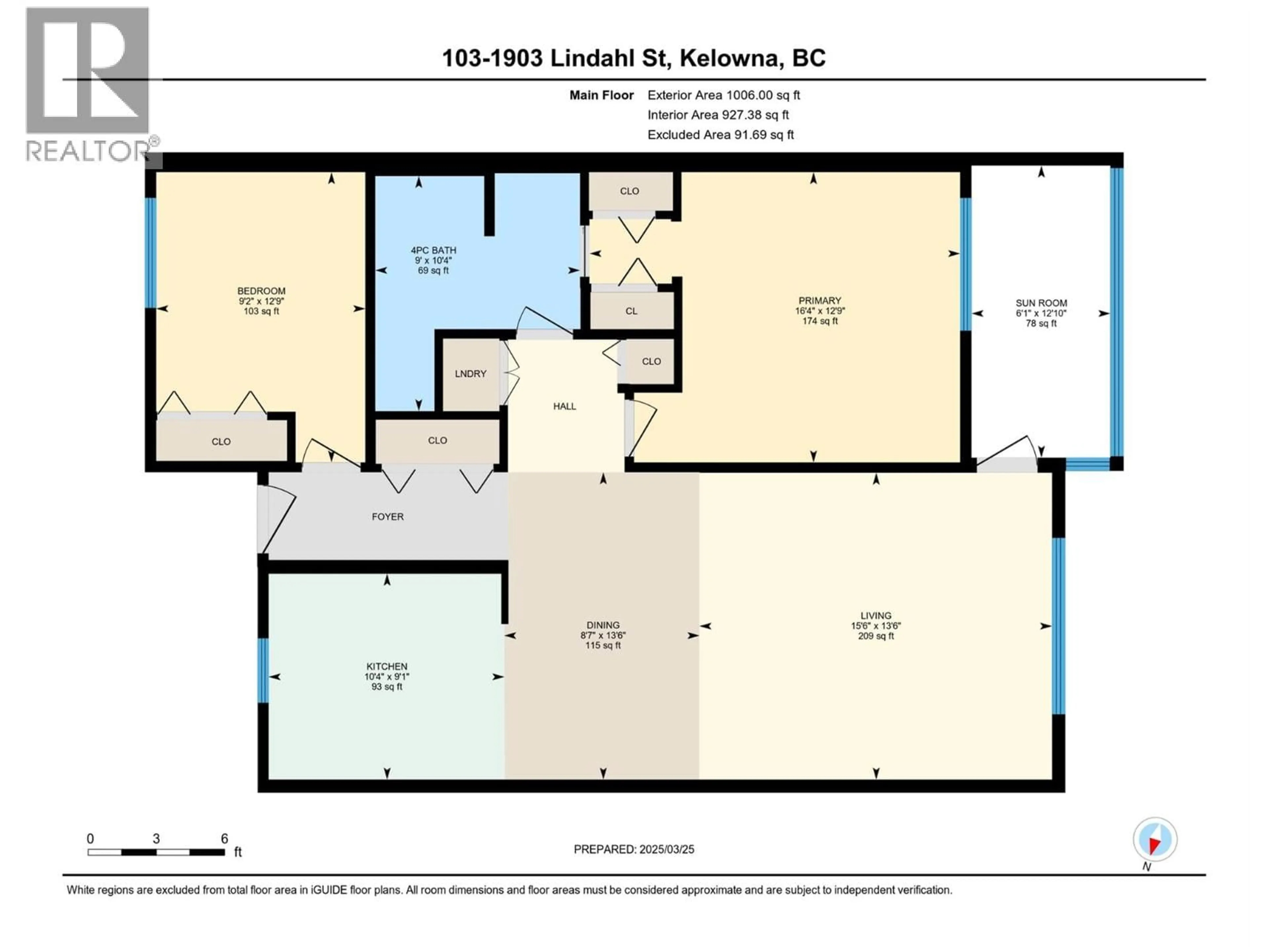 Floor plan for 103 - 1903 LINDAHL STREET, Kelowna British Columbia V1Y3Z6