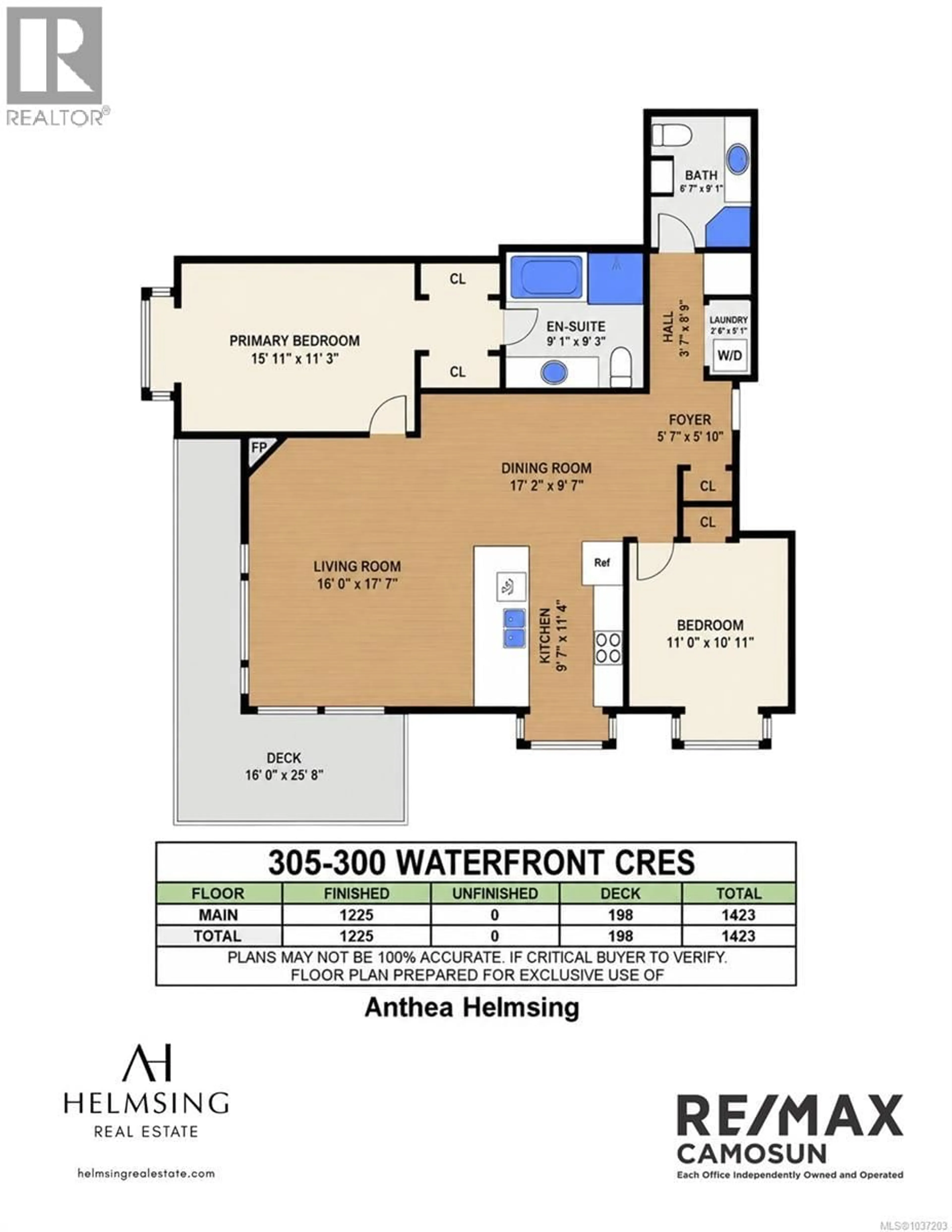 Floor plan for 305 - 300 WATERFRONT CRESCENT, Victoria British Columbia V8T5K3