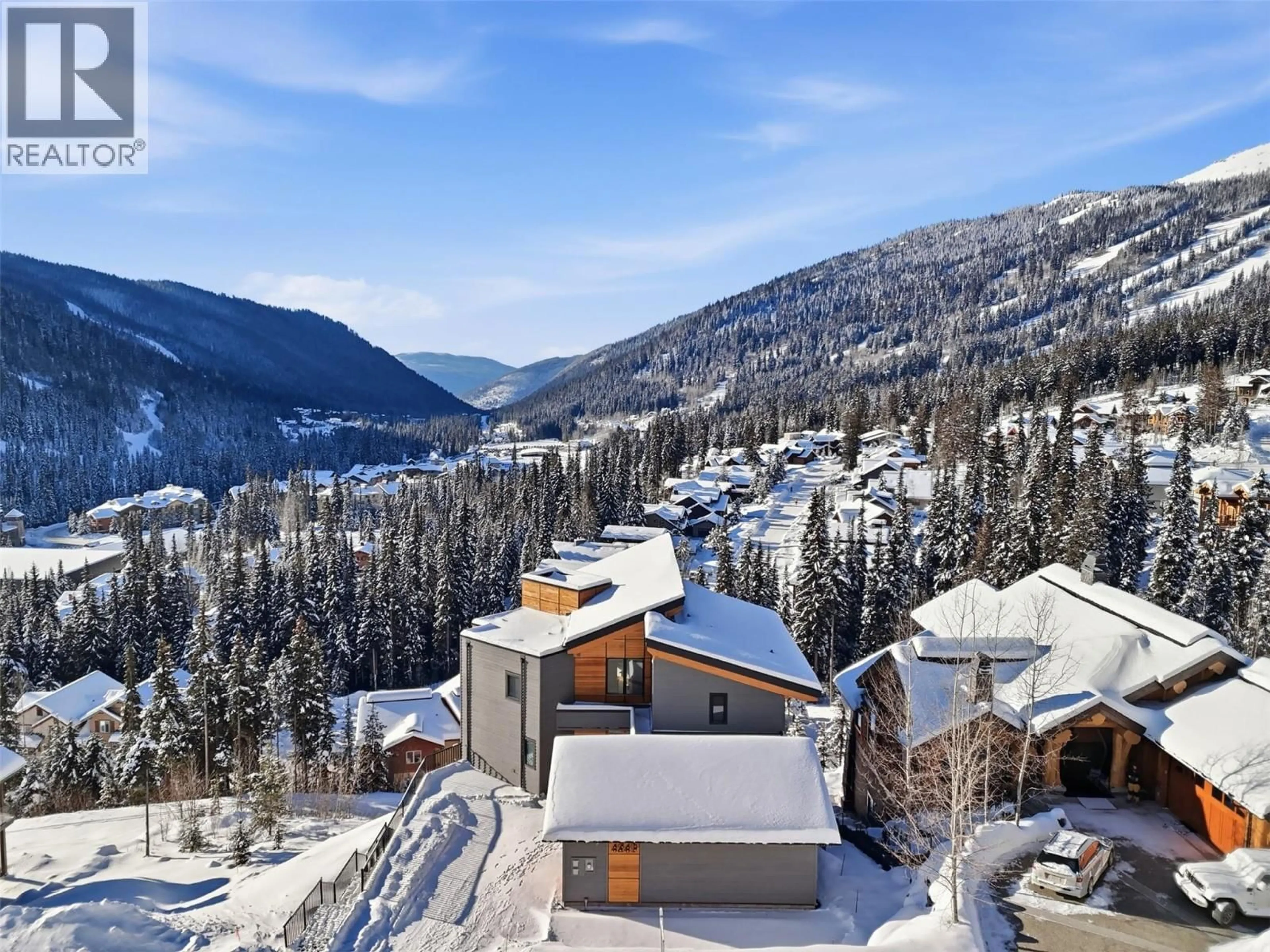 A pic from outside/outdoor area/front of a property/back of a property/a pic from drone, mountain view for 4249 BELLA VISTA DRIVE, Sun Peaks British Columbia V0E5N0