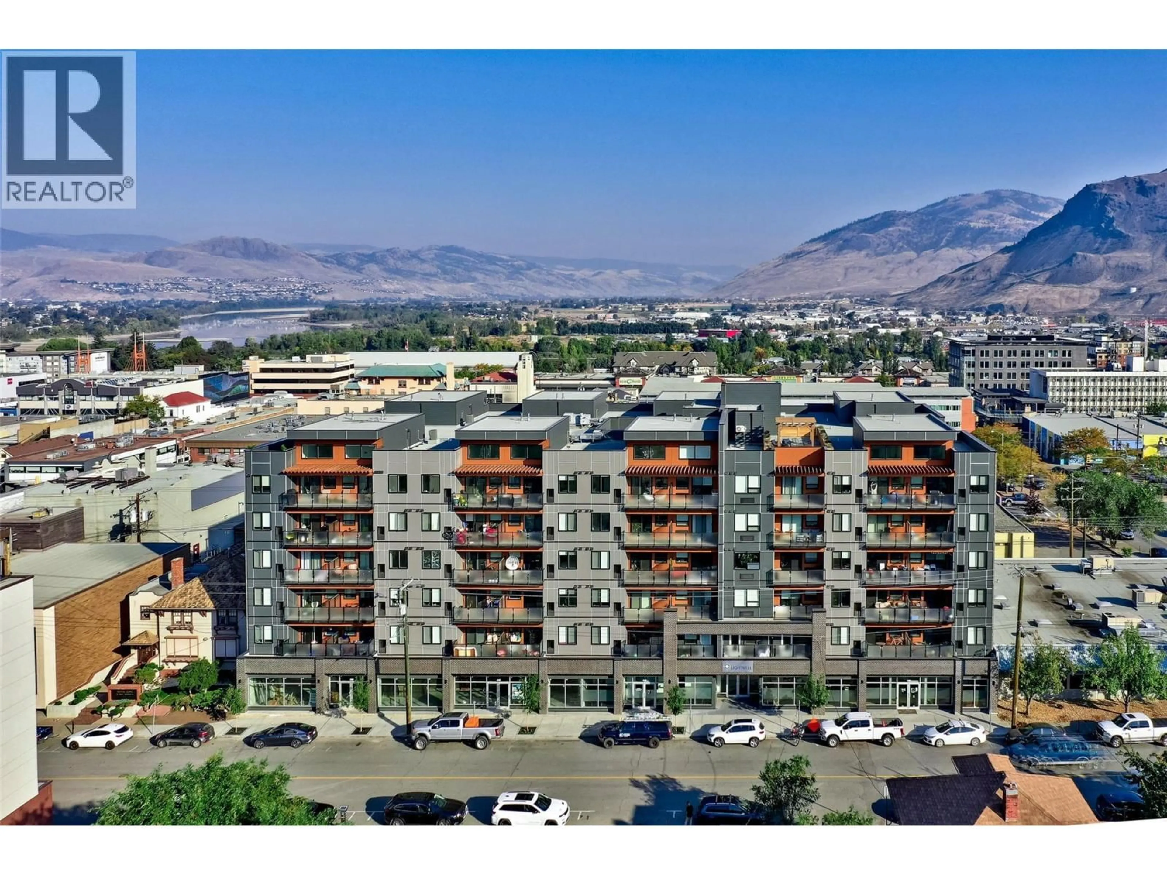 A pic from outside/outdoor area/front of a property/back of a property/a pic from drone, mountain view for 514 - 444 ST PAUL STREET, Kamloops British Columbia V2C0L2