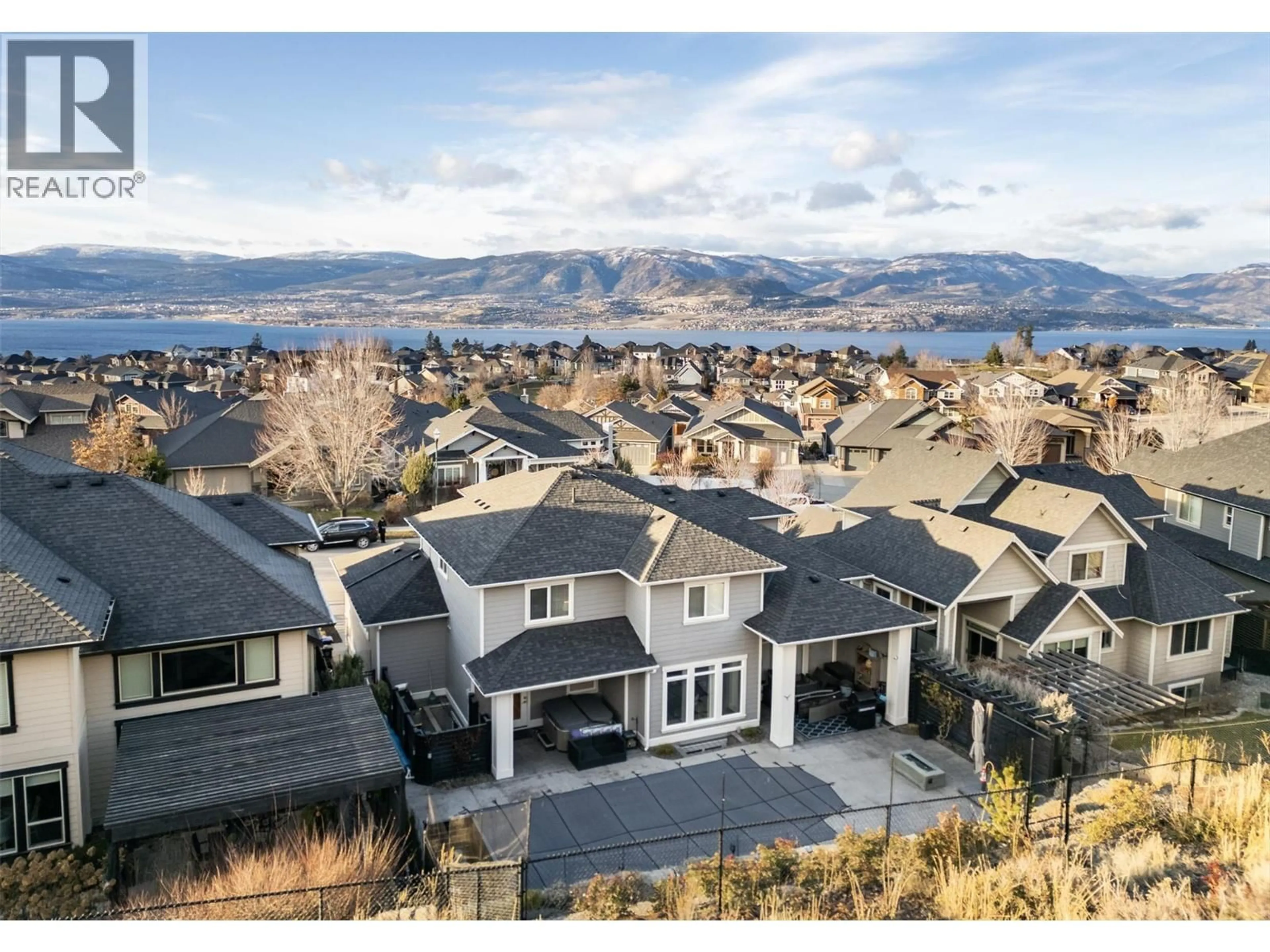 A pic from outside/outdoor area/front of a property/back of a property/a pic from drone, mountain view for 5499 MOUNTAINSIDE DRIVE, Kelowna British Columbia V1W5G4
