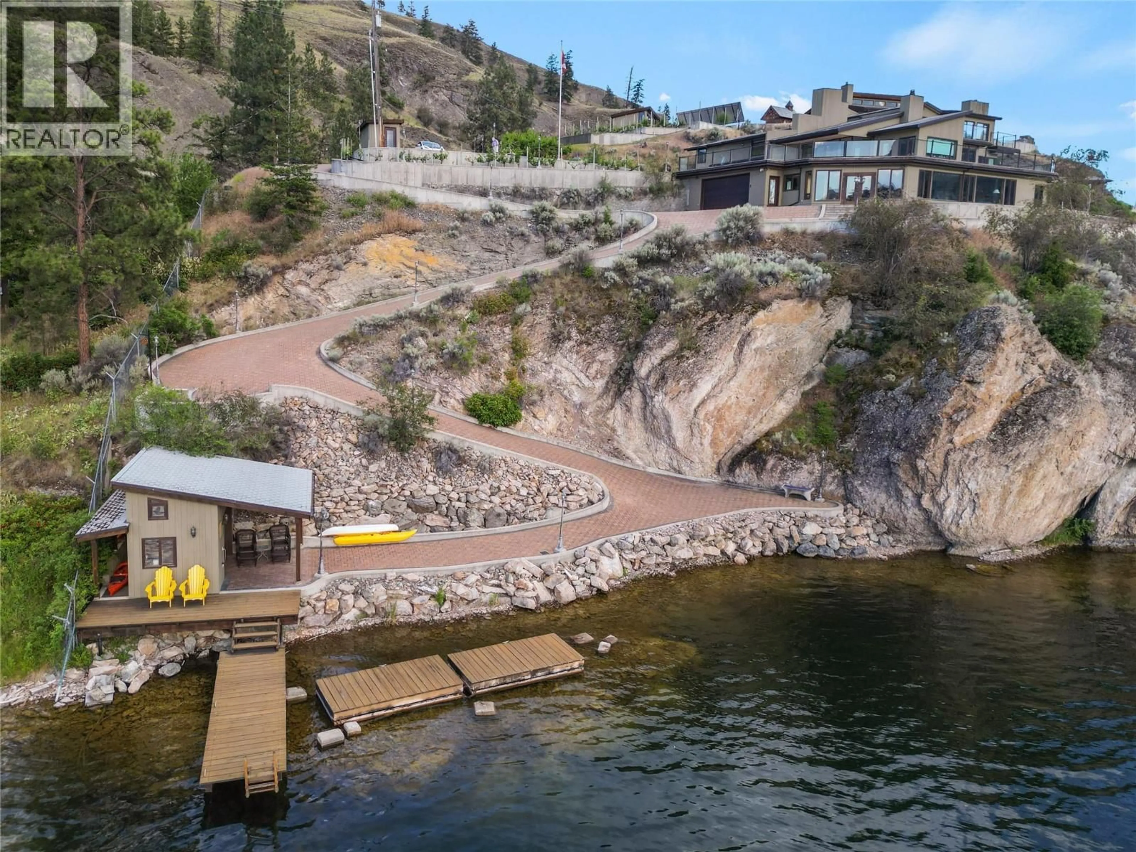 A pic from outside/outdoor area/front of a property/back of a property/a pic from drone, water/lake/river/ocean view for 264 EASTSIDE ROAD, Okanagan Falls British Columbia V0H1R0