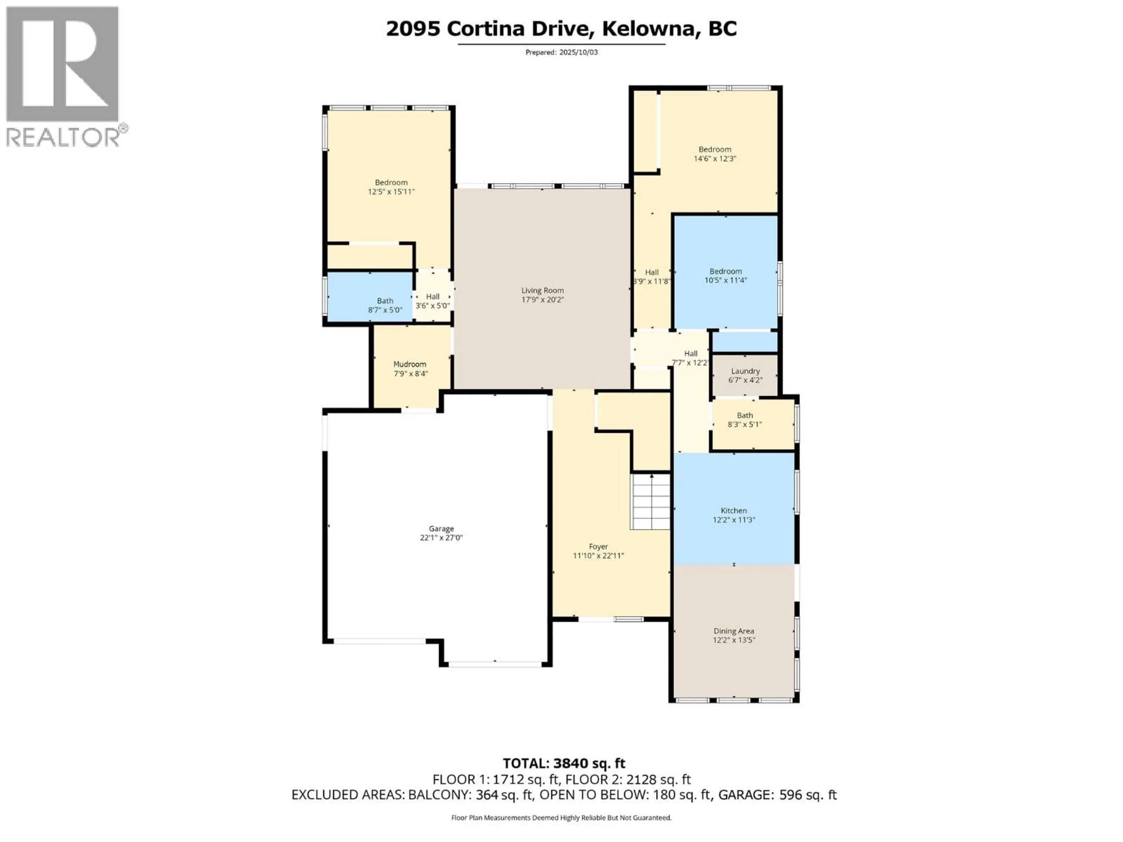 Floor plan for 2095 CORTINA DRIVE, Kelowna British Columbia V1P1V1