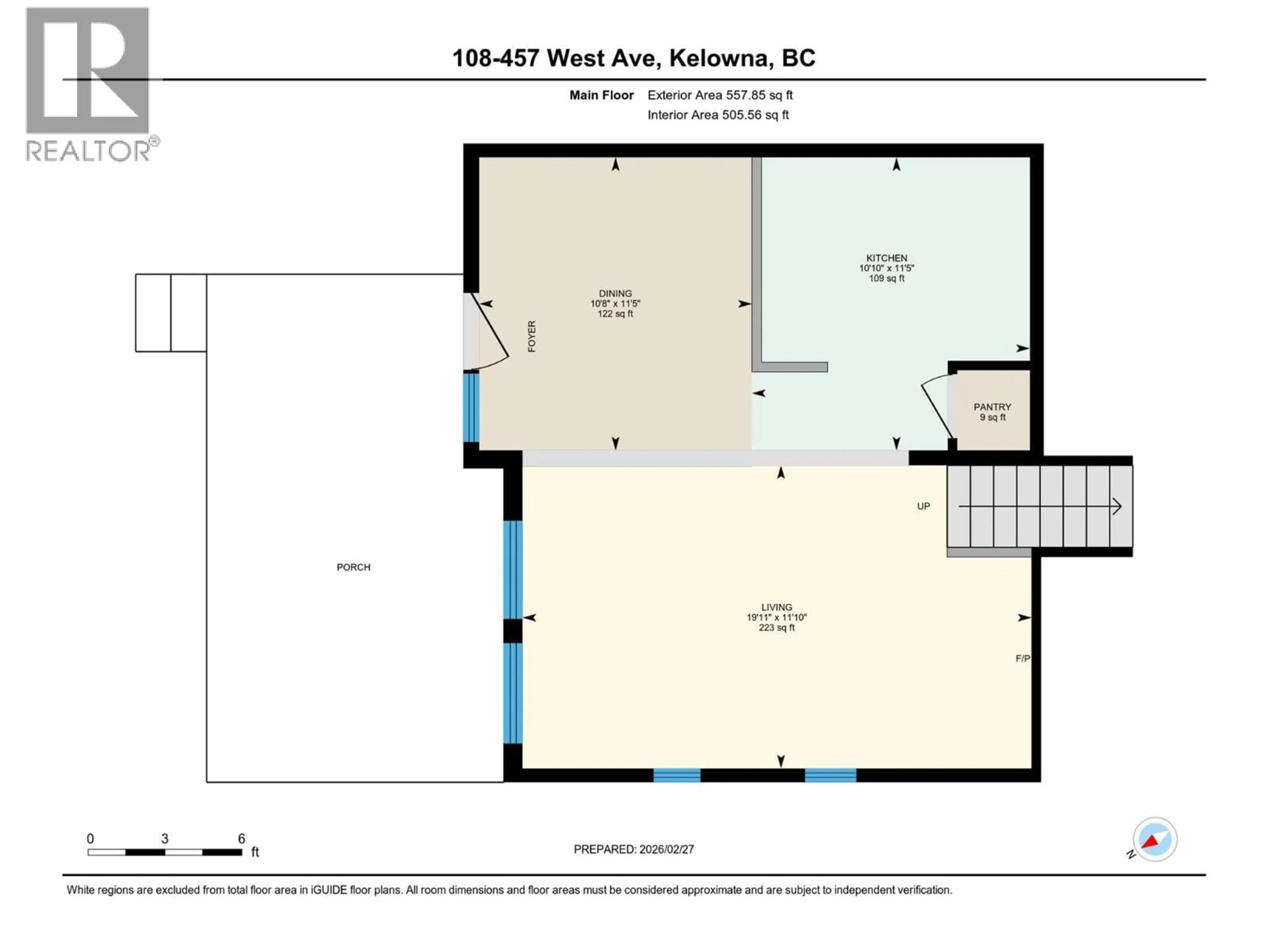 Floor plan for 108 - 457 WEST AVENUE, Kelowna British Columbia V1Y6J6