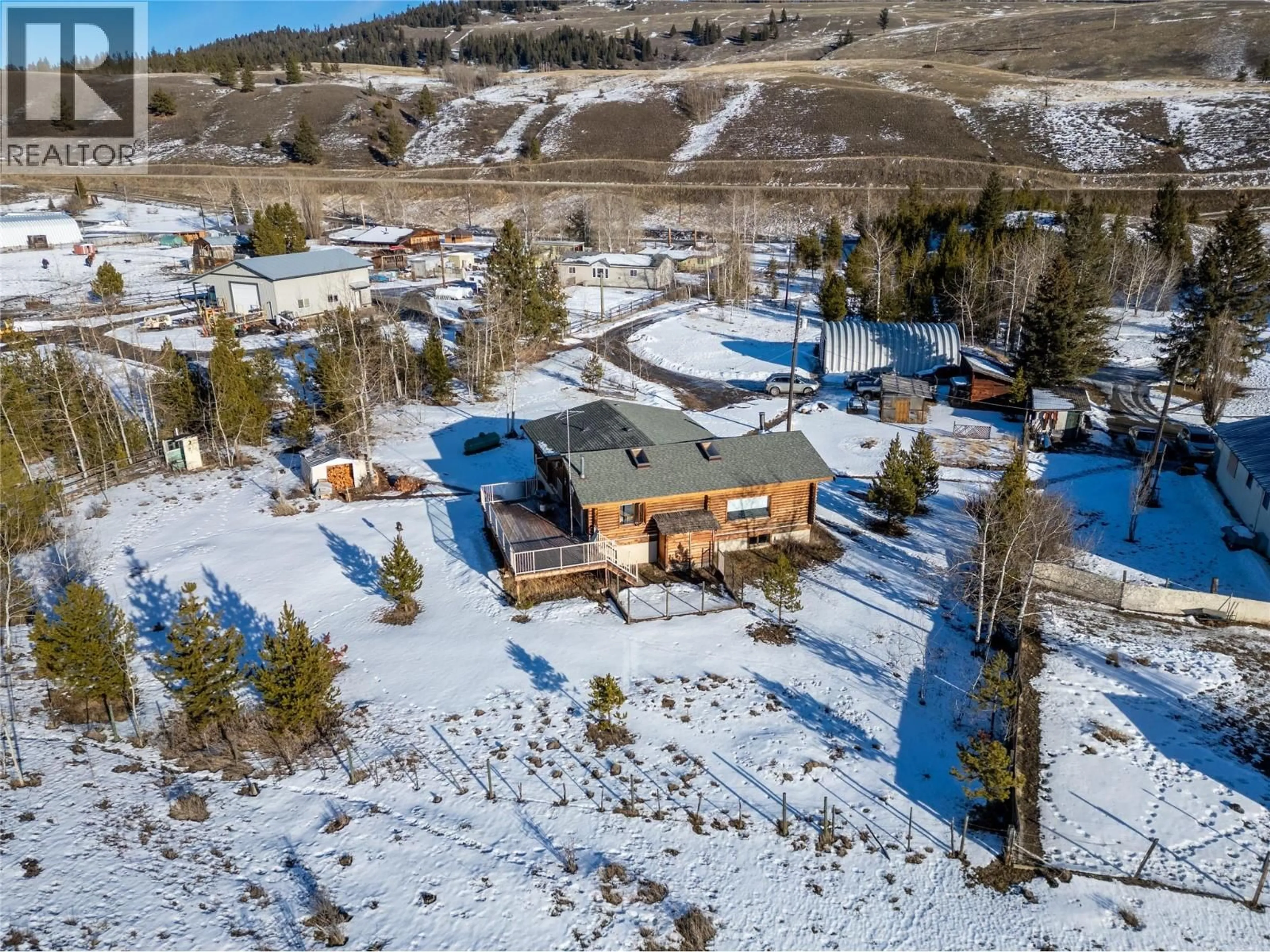 A pic from outside/outdoor area/front of a property/back of a property/a pic from drone, mountain view for 6805 FOLEY ROAD, Logan Lake British Columbia V0K1W0