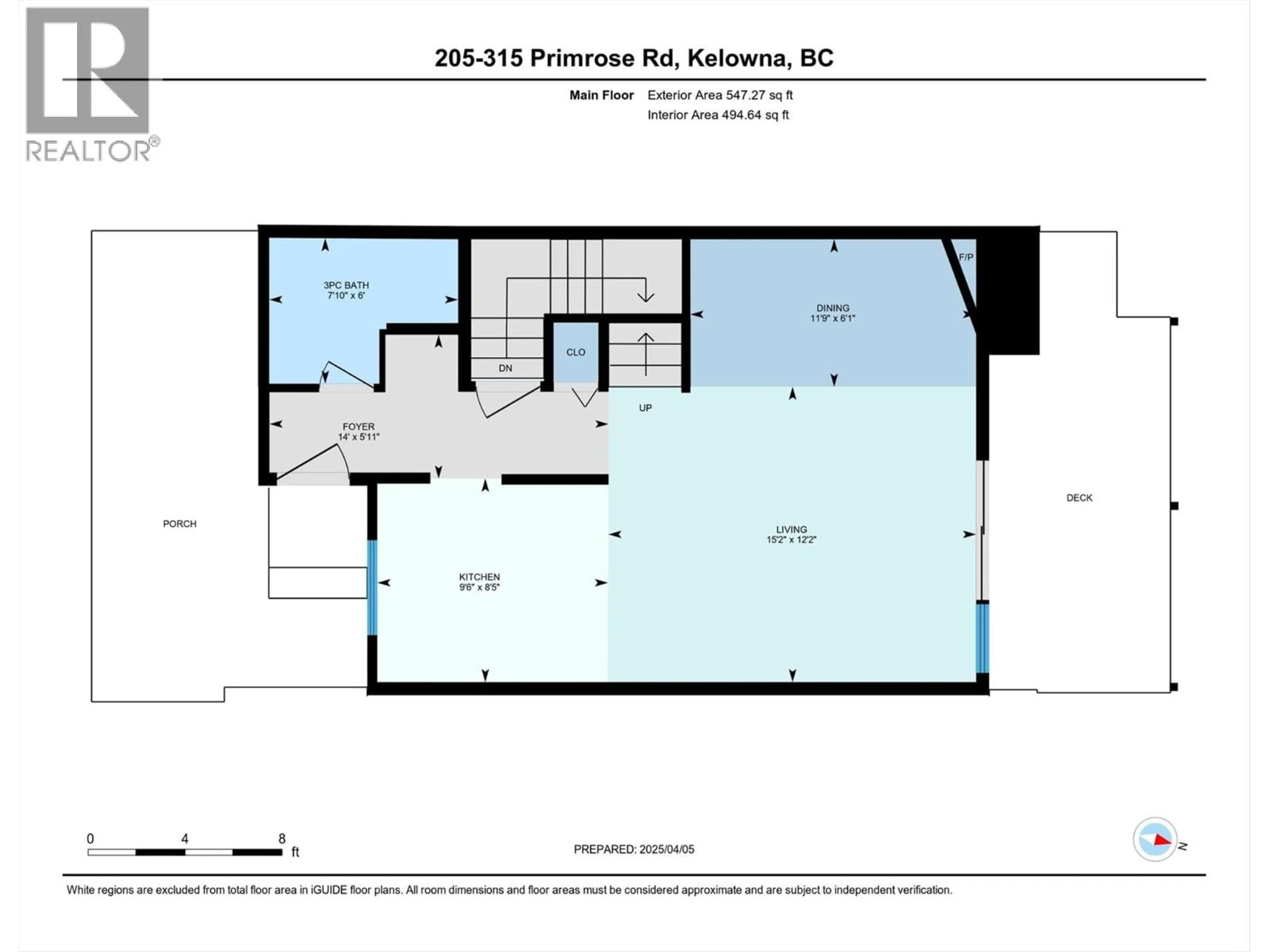 Floor plan for 205 - 315 PRIMROSE ROAD, Kelowna British Columbia V1X2G6