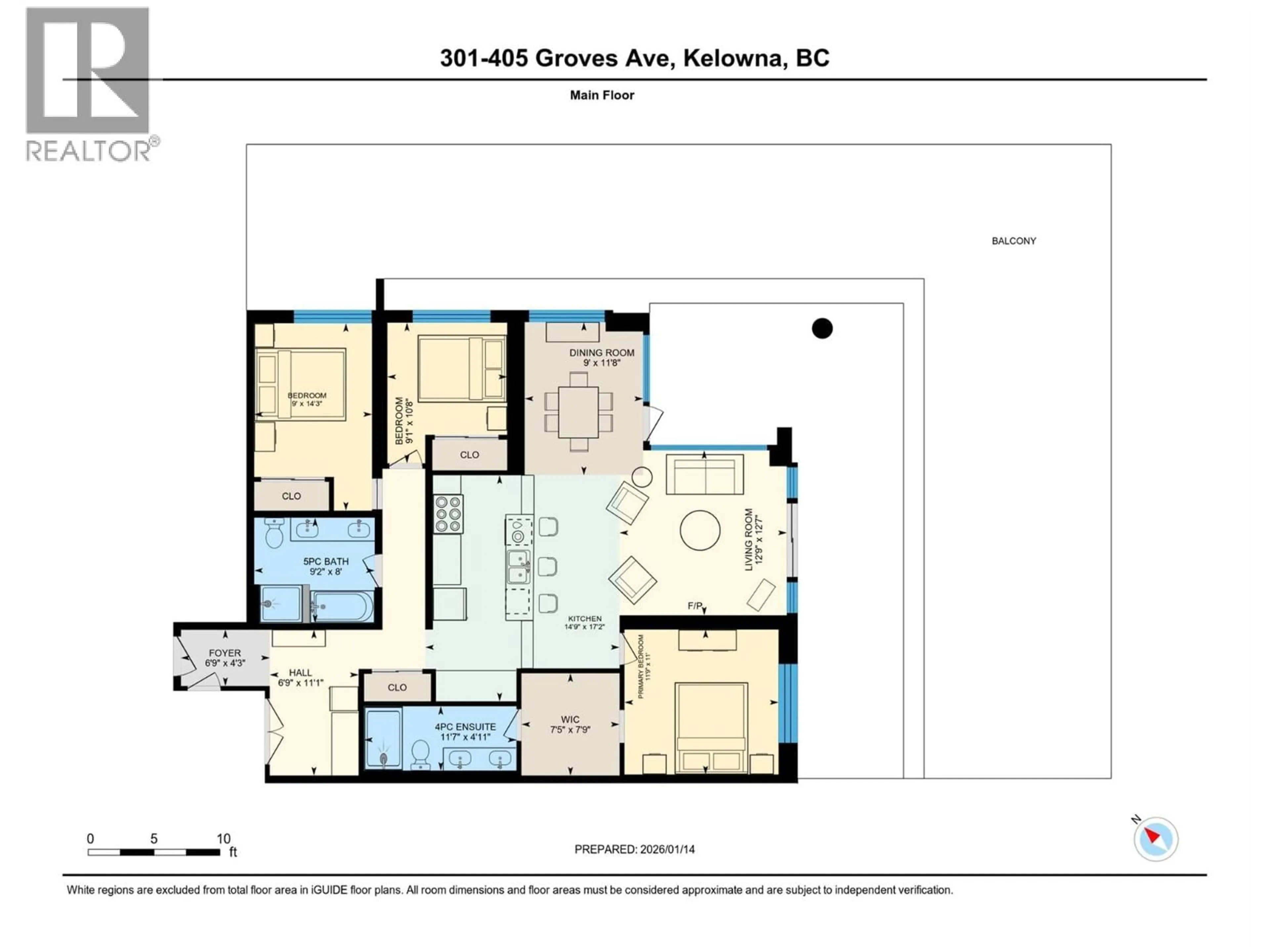 Floor plan for 301 - 485 GROVES AVENUE, Kelowna British Columbia V1Y0C1