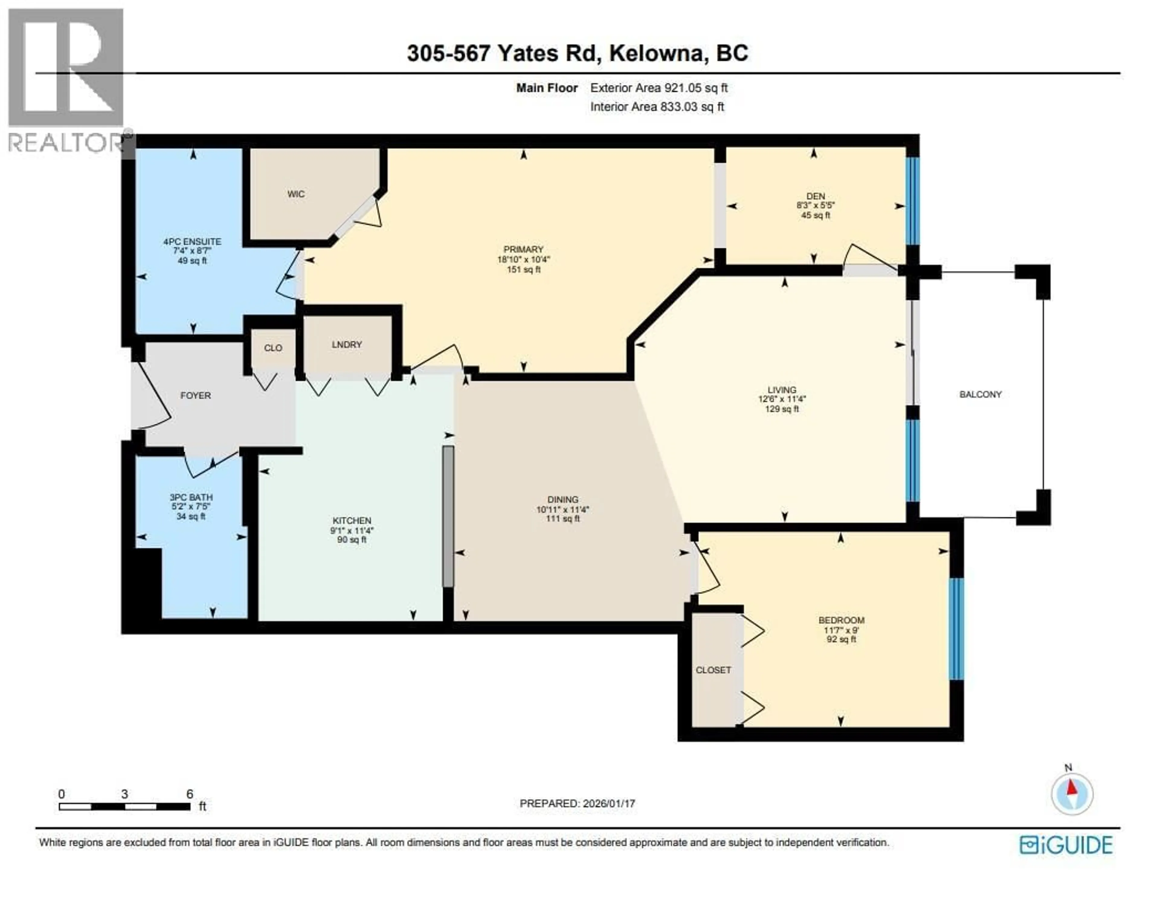 Floor plan for 305 - 567 YATES ROAD, Kelowna British Columbia V1V2V3