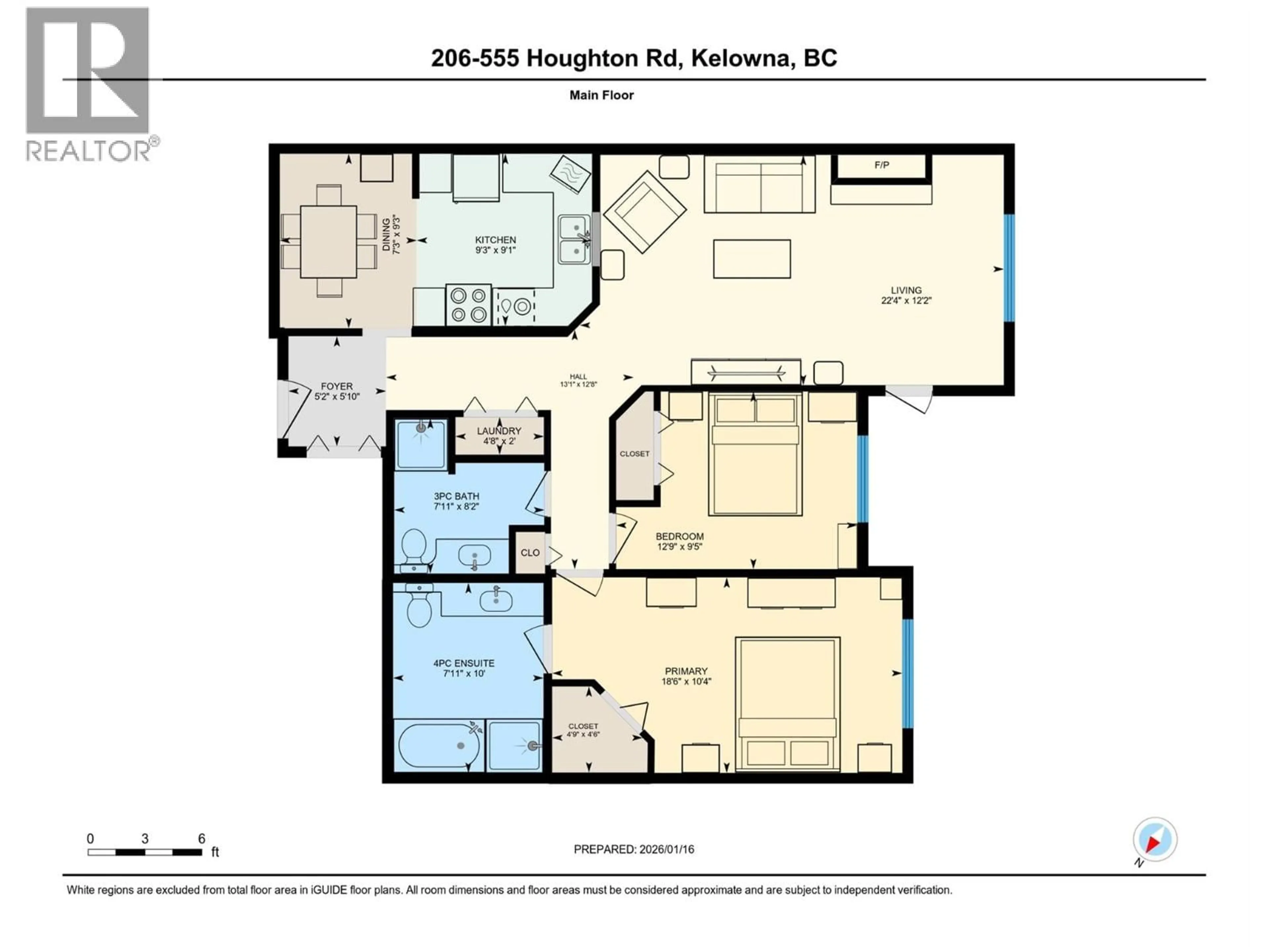 Floor plan for 206 - 555 HOUGHTON ROAD, Kelowna British Columbia V1X7P9