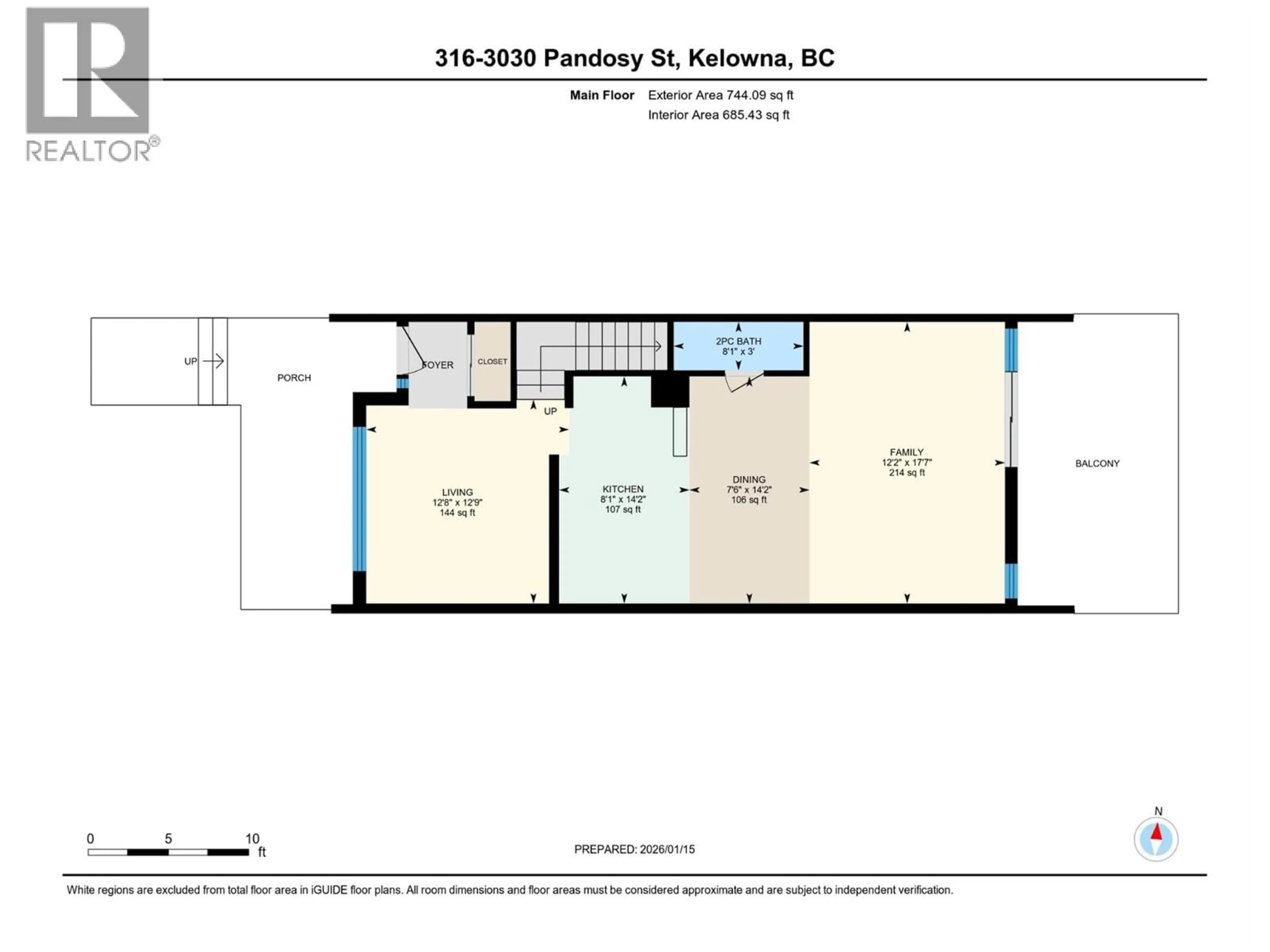 Floor plan for 316 - 3030 PANDOSY STREET, Kelowna British Columbia V1Y0C4
