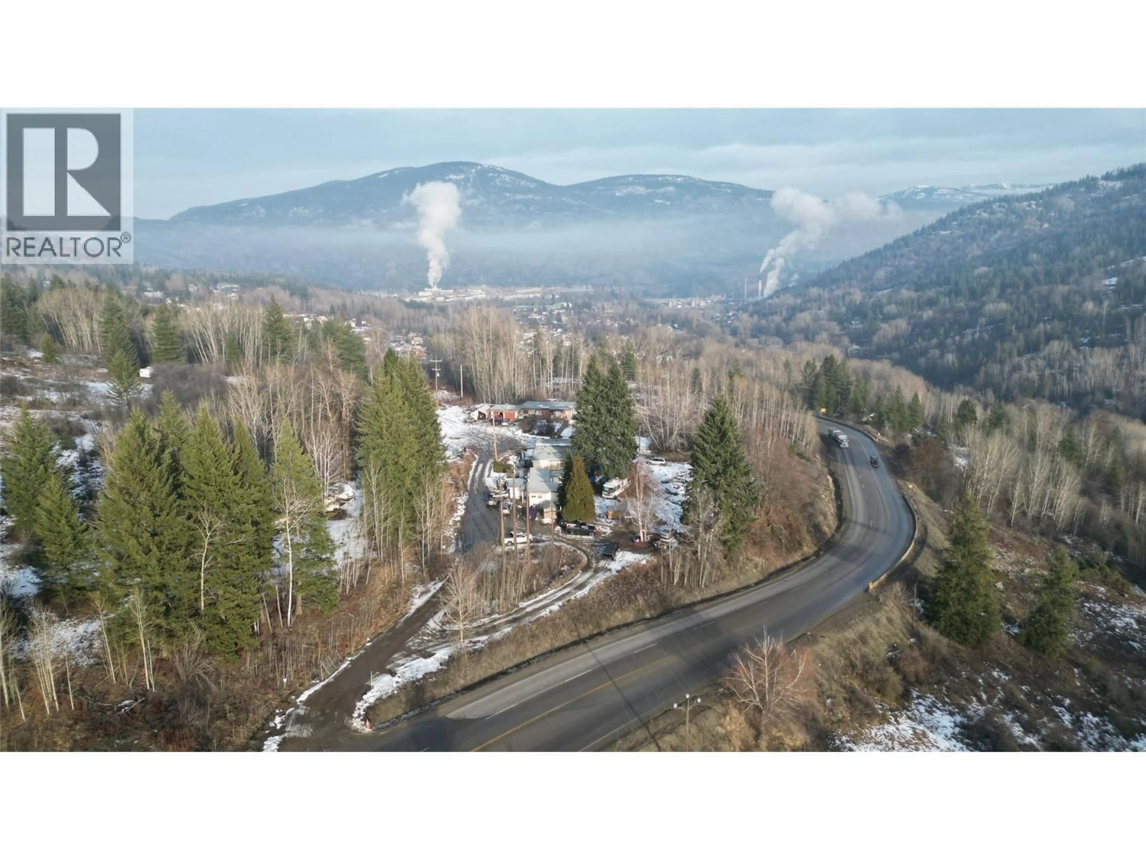 A pic from outside/outdoor area/front of a property/back of a property/a pic from drone, mountain view for 1383 3B HIGHWAY, Warfield British Columbia V1R4L3