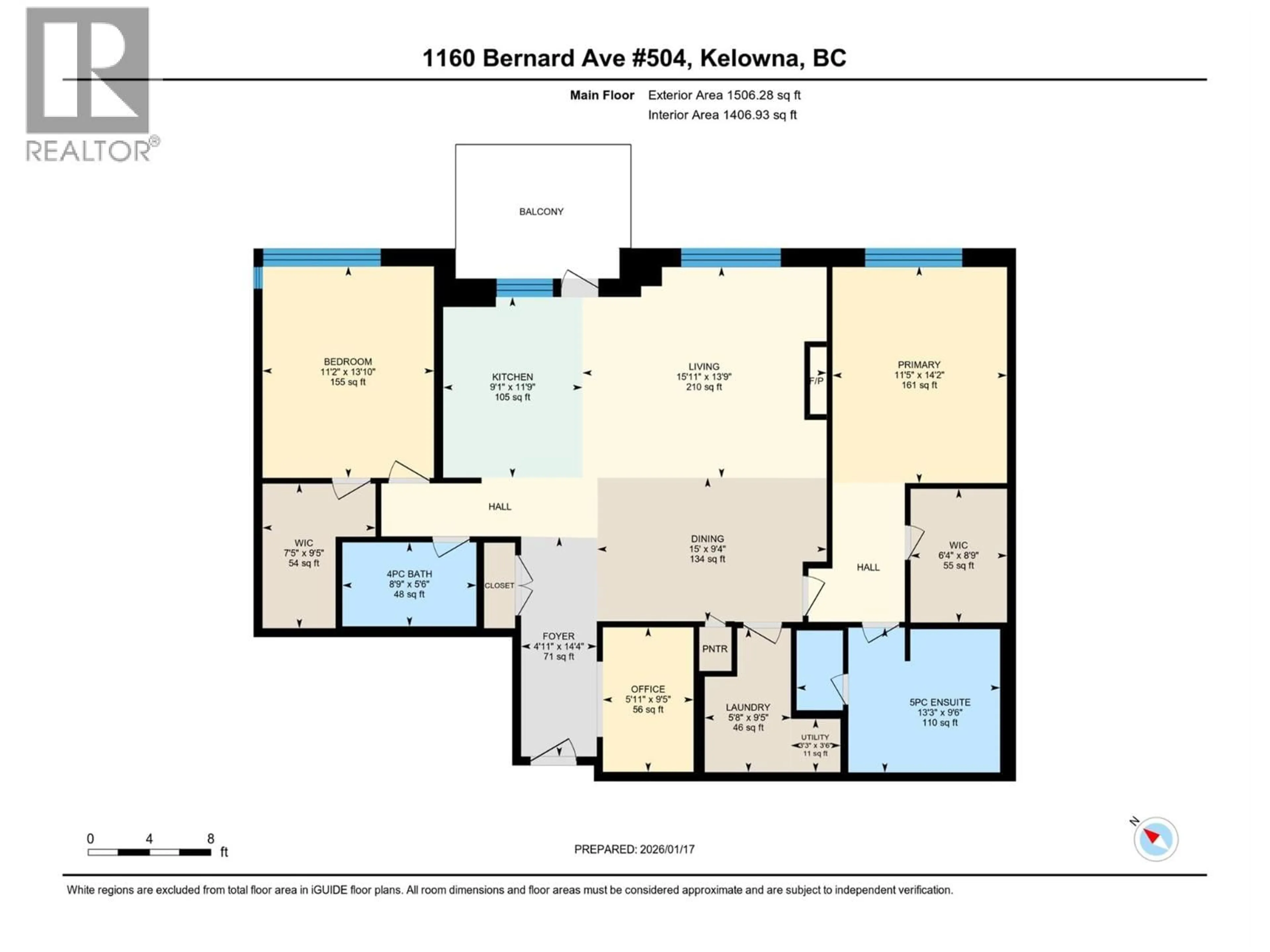 Floor plan for 504 - 1160 BERNARD AVENUE, Kelowna British Columbia V1Y6R2